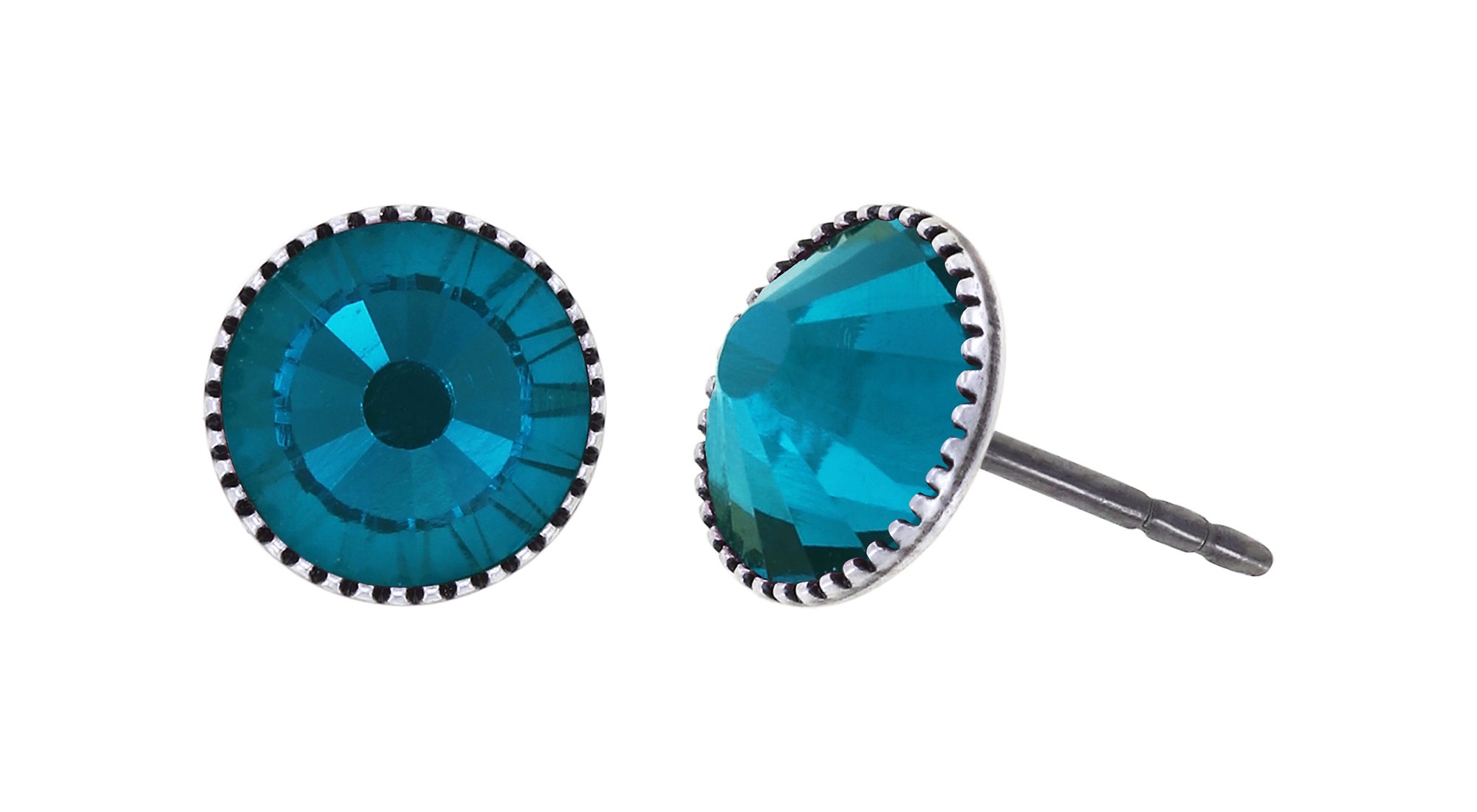 image pour Clou d'oreille plat Black Jack Bleu peacock blue SS 34