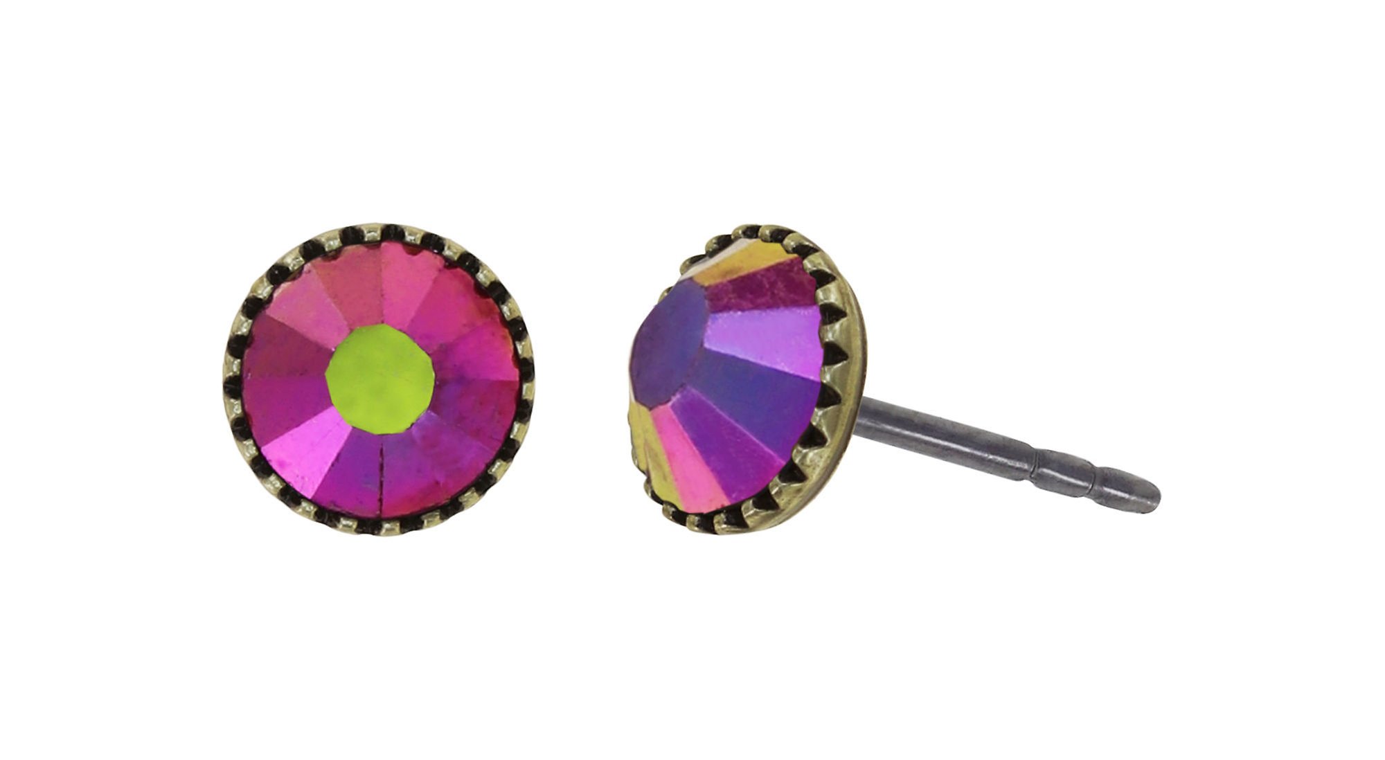 image for Earring Stud-Flat Black Jack Dark Rose rose gold AB SS 20