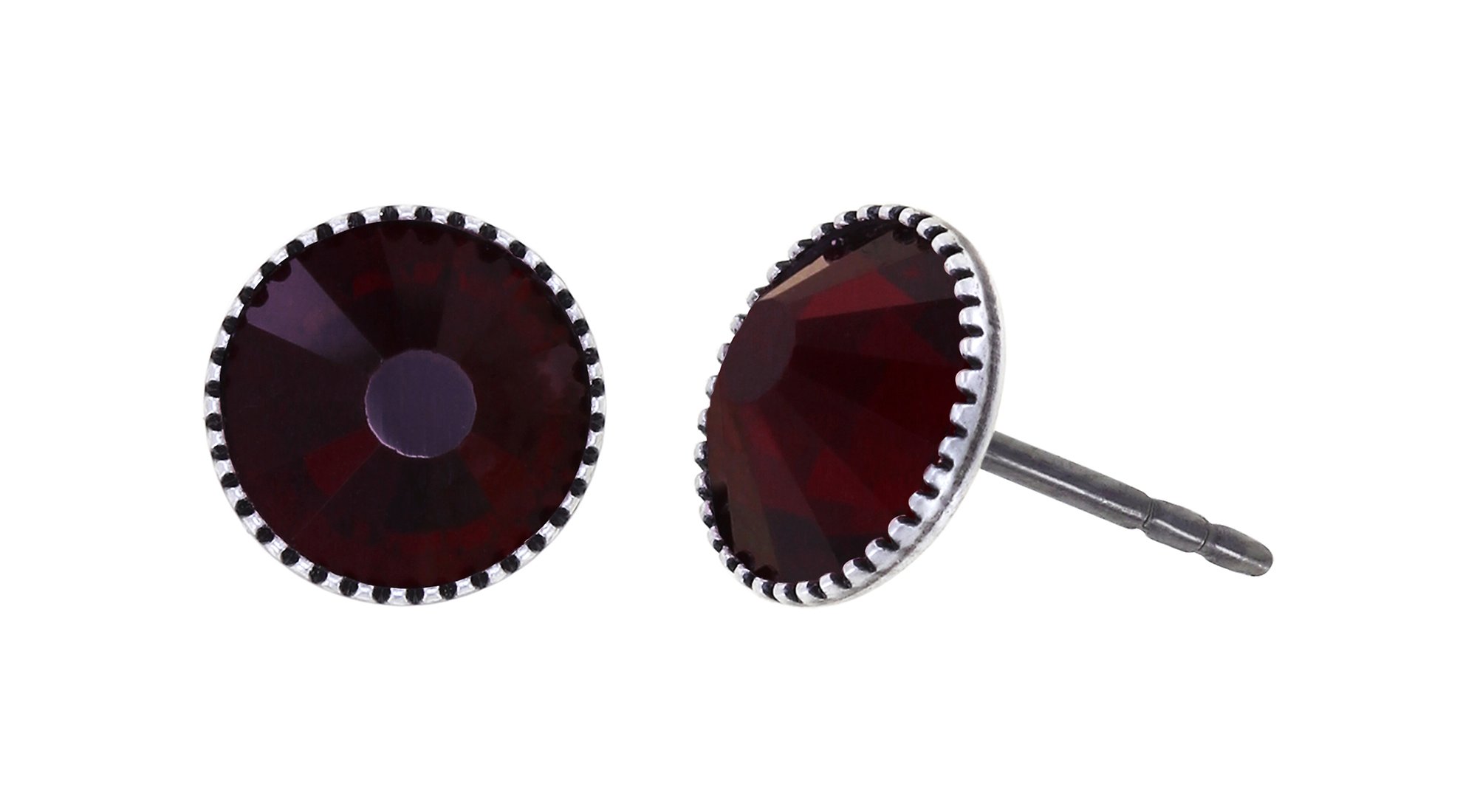 image pour Clou d'oreille plat Black Jack Rouge dark siam SS 34