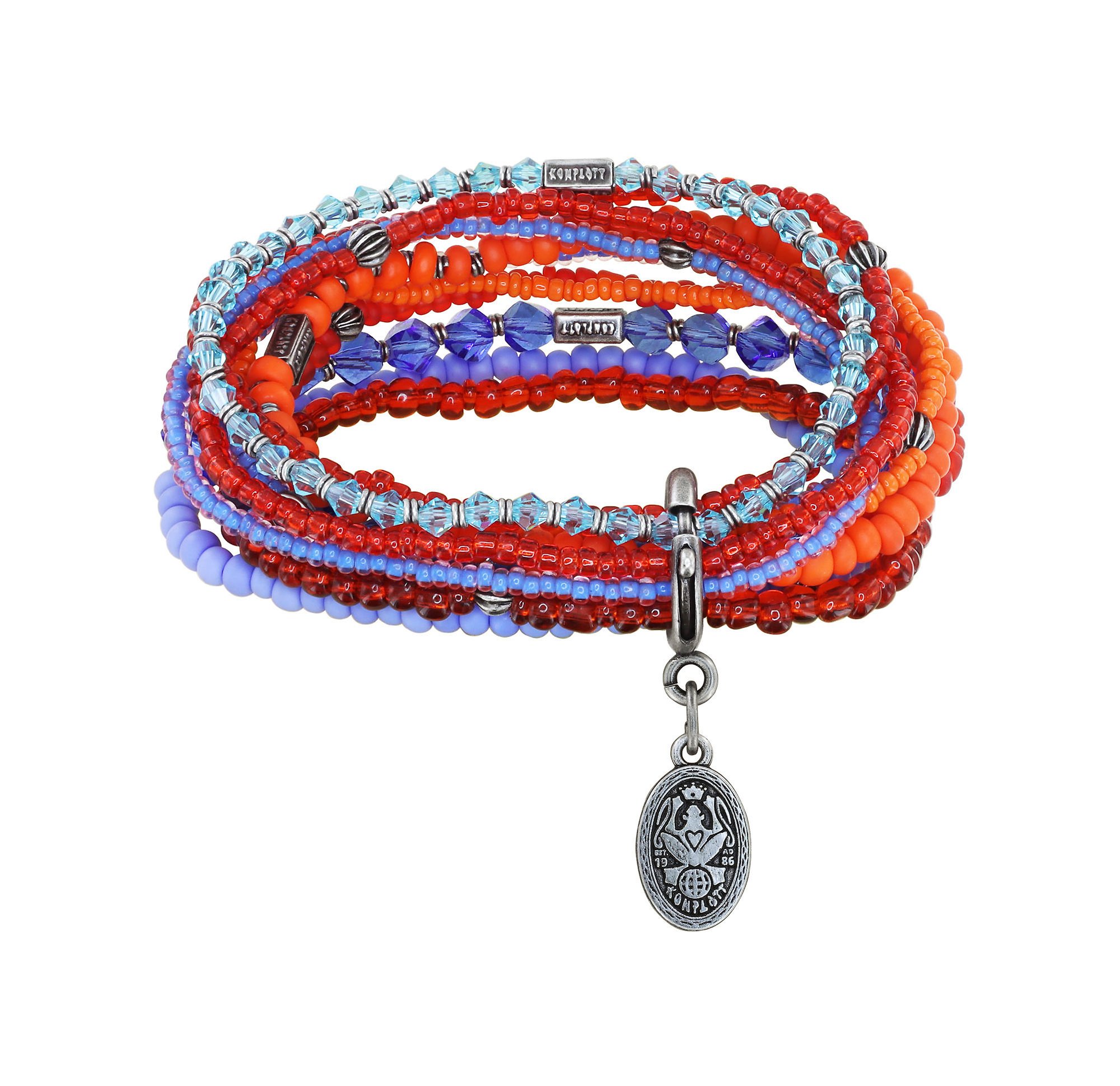 image pour Bracelet élastique Petit Glamour d´Afrique Bleu / Orange  