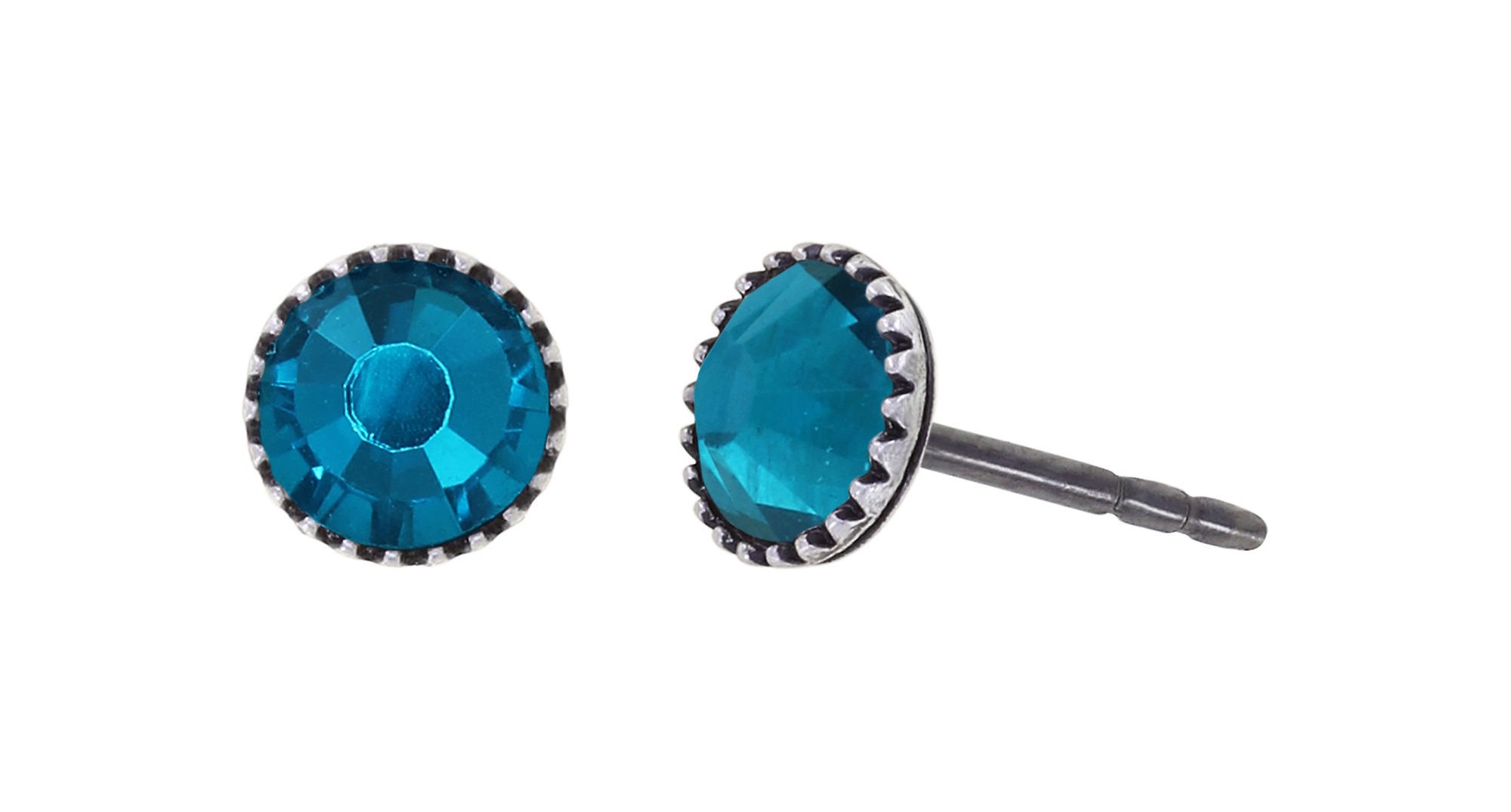 image for Earring Stud-Flat Black Jack Blue peacock blue SS 20