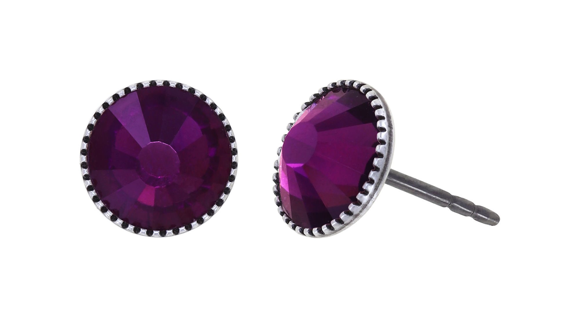 Bild für Ohrstecker flach Black Jack Dunkelrosa dark amethyst SS 34