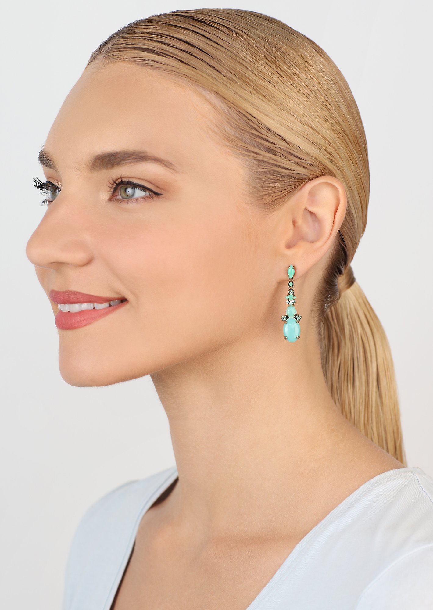 image for Earring Stud Dangling Vichy Green  
