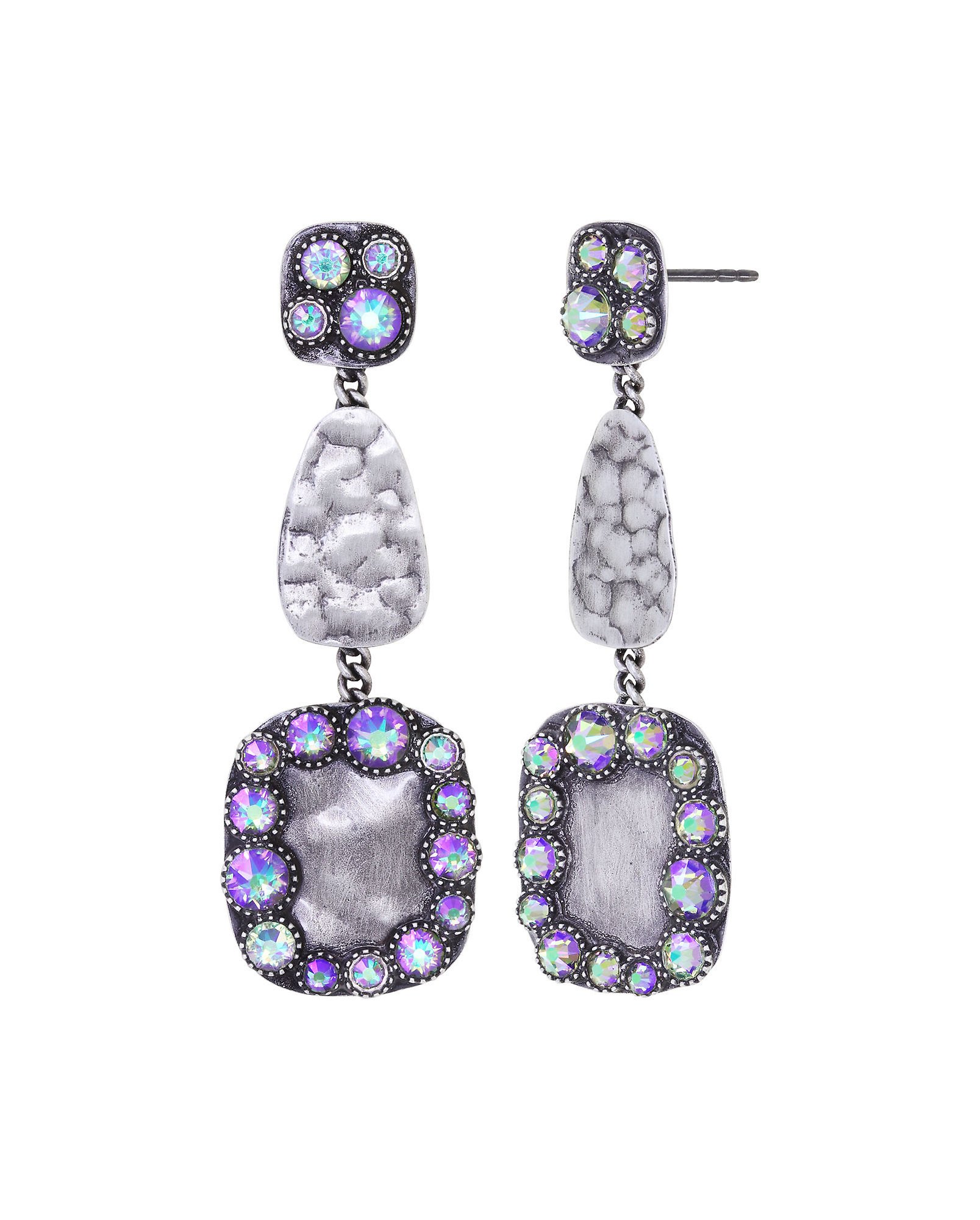 image for Earring stud dangling Business Glam Lila crystal paradise shine 