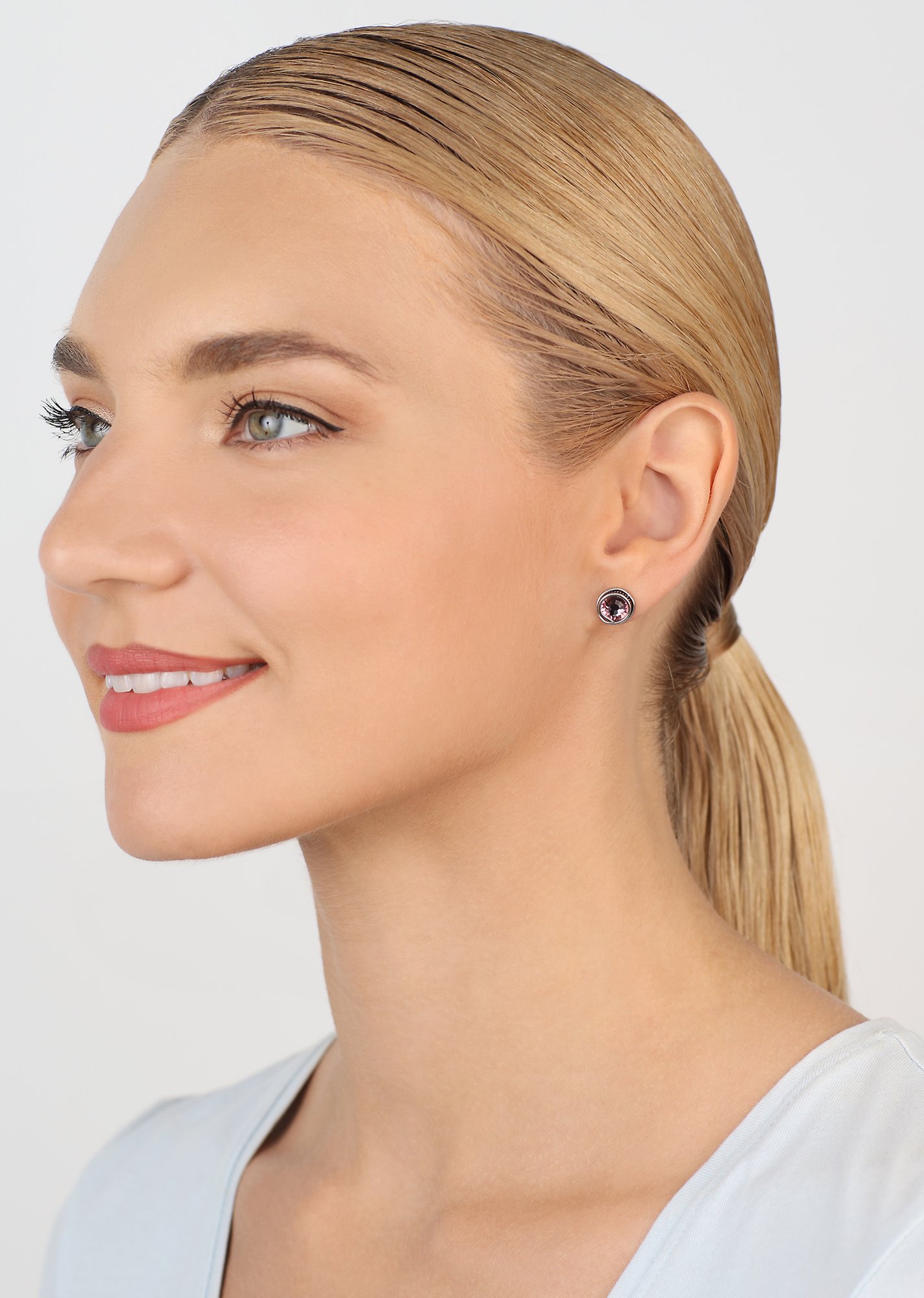 image for Earring Stud Sparkle Twist Pink light rose SS 34