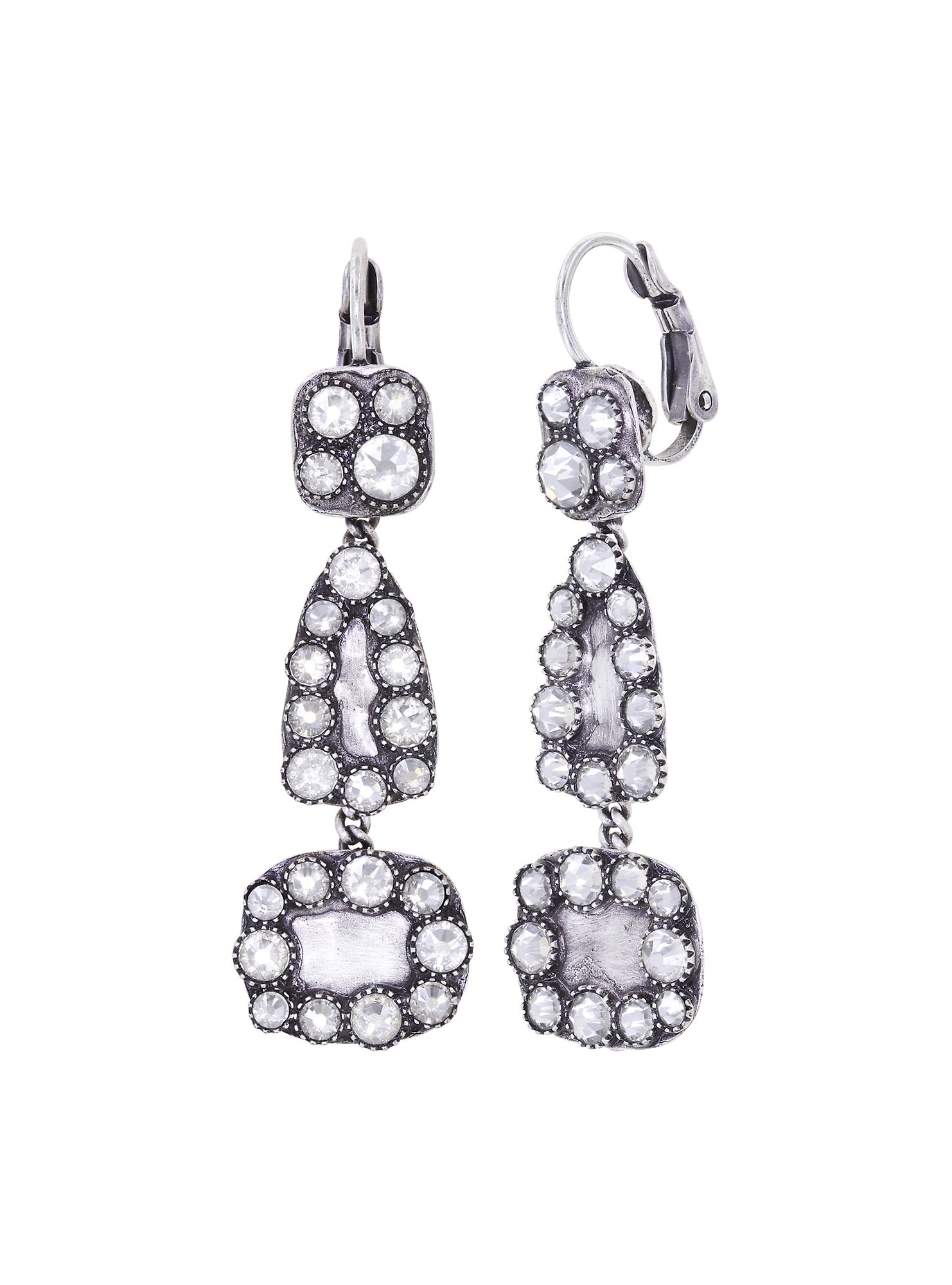 image pour Boucles d'oreilles Eurowire pendantes Business Glam Blanc crystal silver shade 