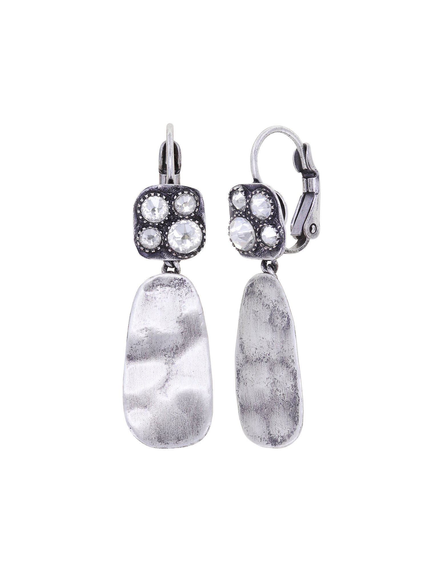 image for Earring Eurowire Dangling Business Glam White crystal silver shade 