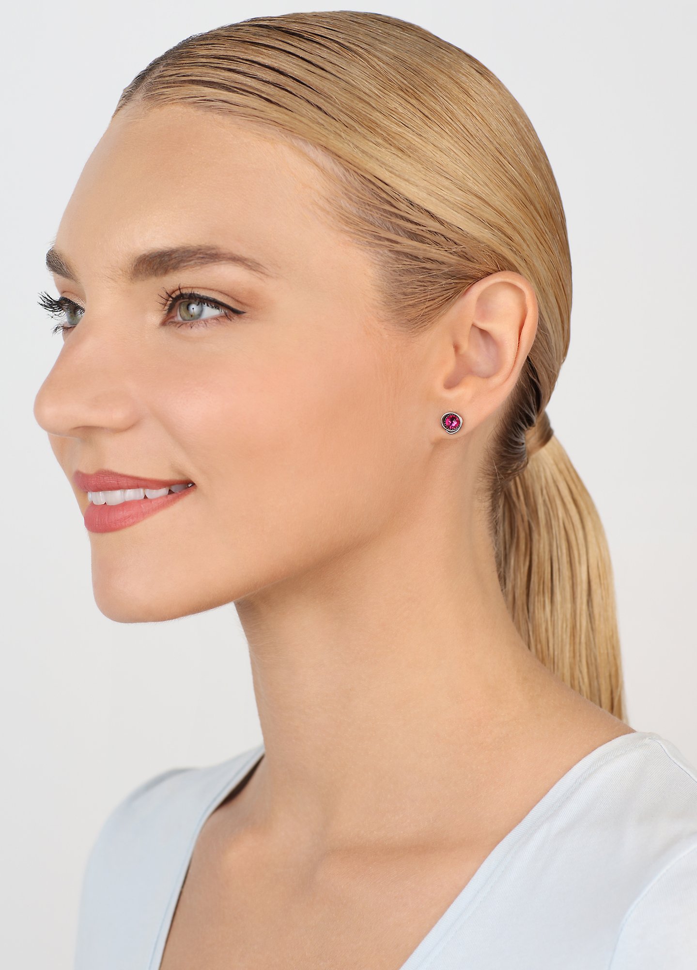 image for Earring Stud Sparkle Twist Dark Rose fuchsia SS 20