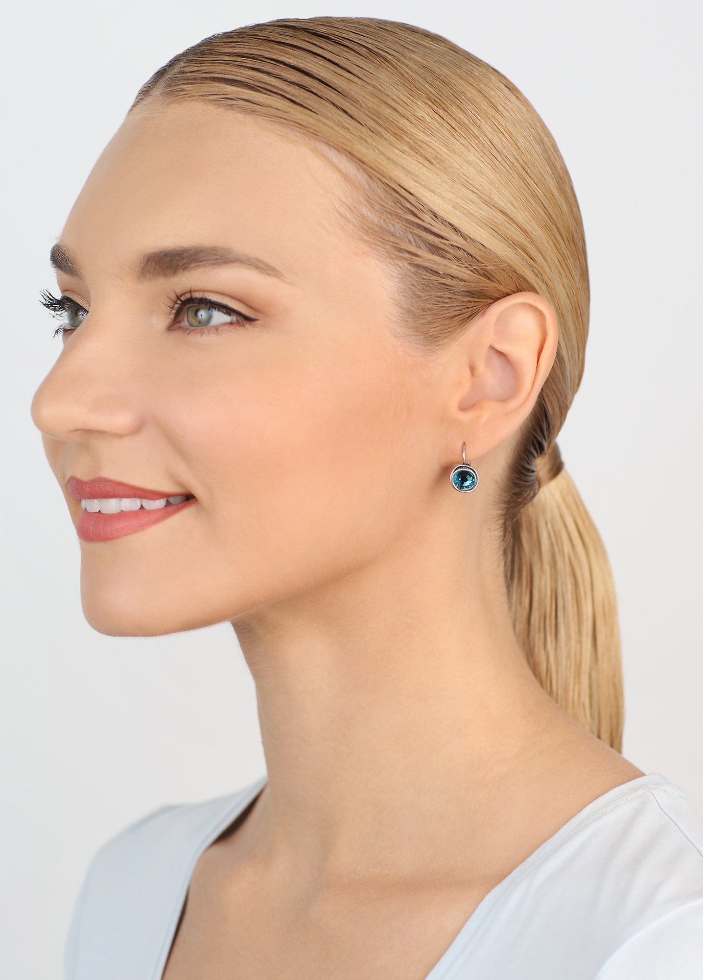 image pour Boucles d'oreilles Eurowire Sparkle Twist Bleu / Vert indicolite SS 34