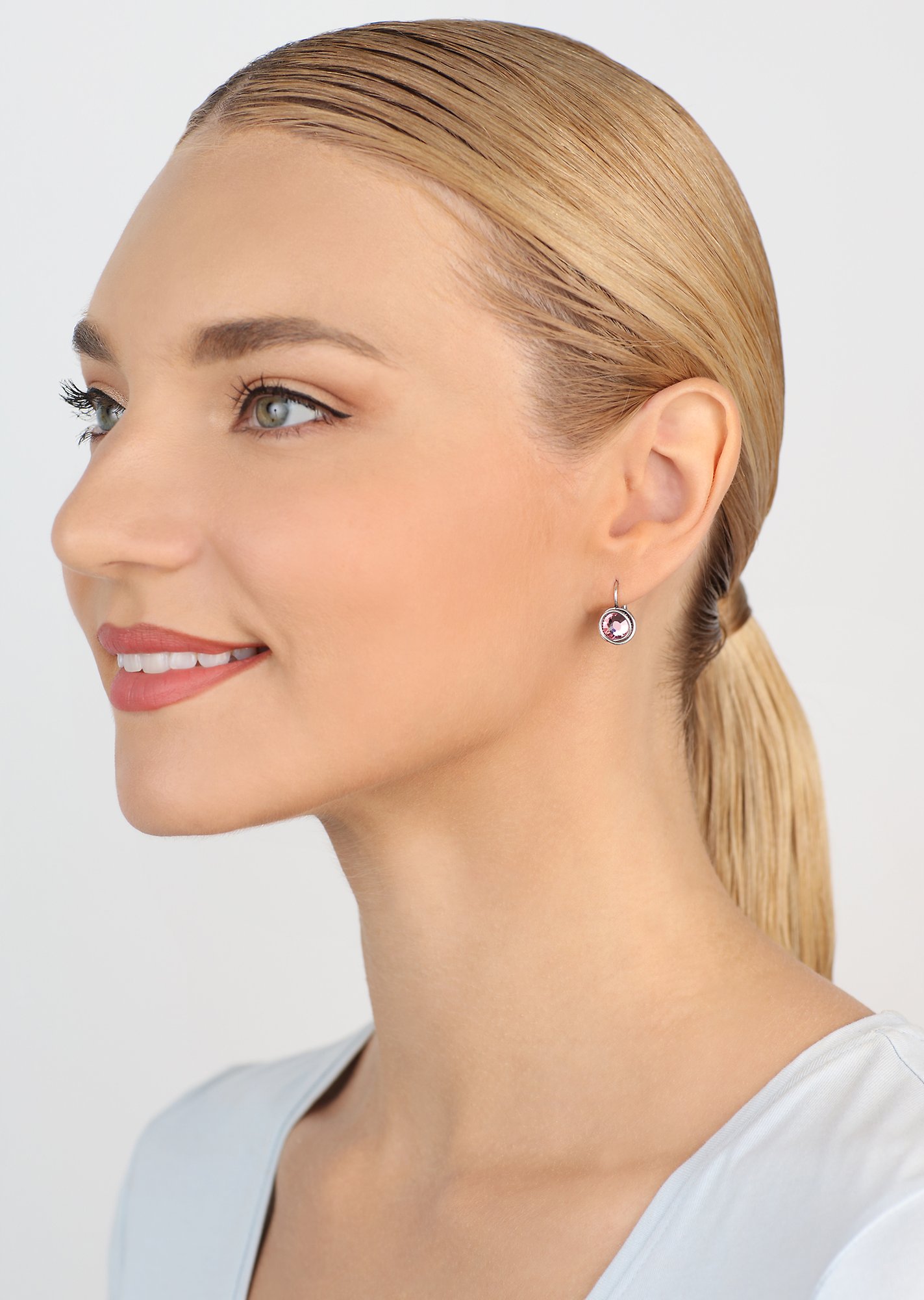 image for Earring eurowire Sparkle Twist Pink light rose SS 34