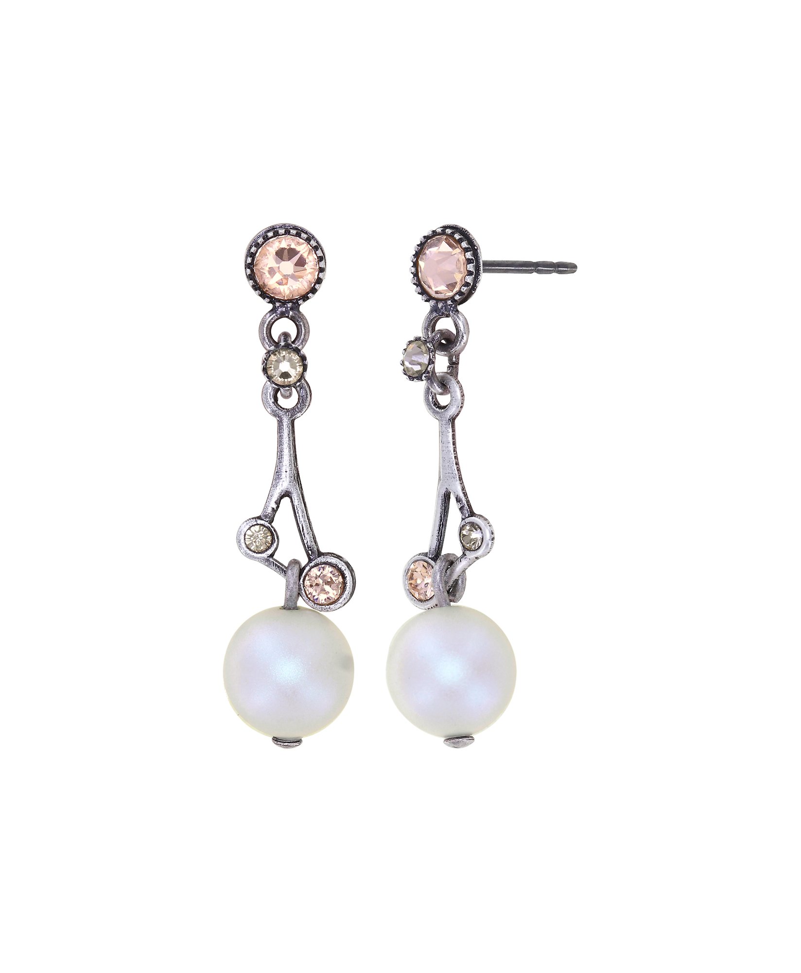 Bild für Ohrstecker baumelnd Amelia Beige / Weiß  