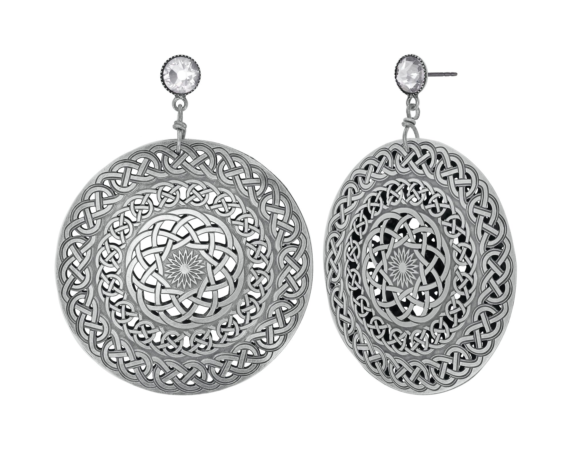 image for Earring stud dangling Shades of Light Silver  