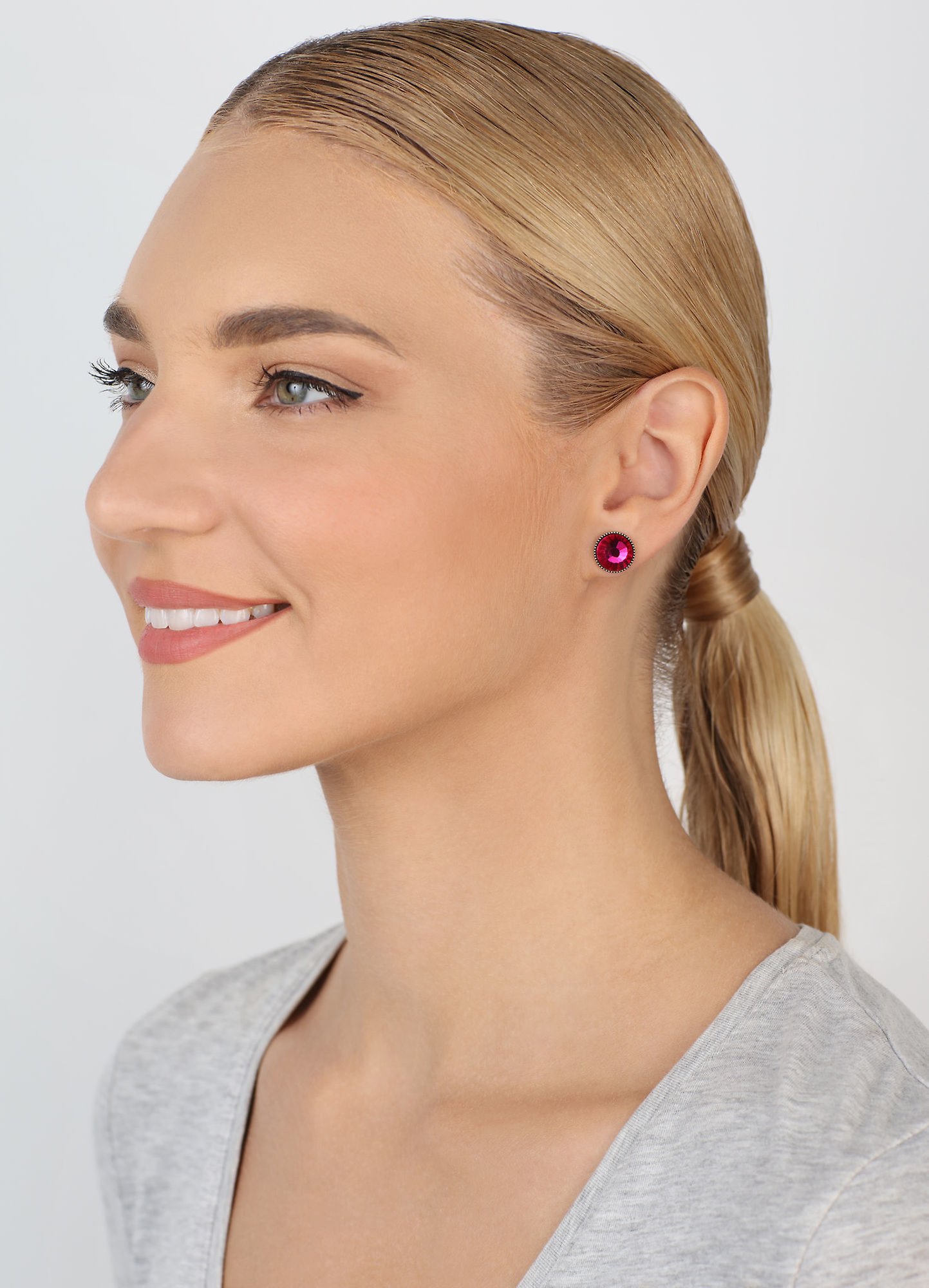 image pour Clou d'oreille plat Black Jack Coralline / Rose Foncé  