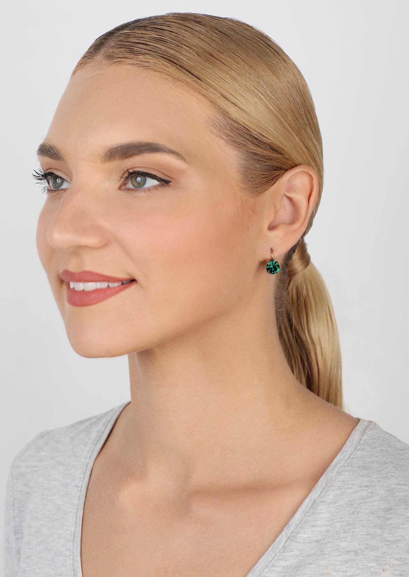 image for Earring Eurowire Black Jack Green emerald SS 39