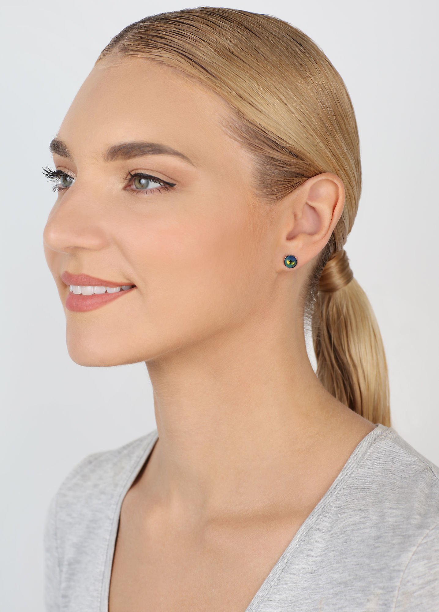 Bild für Ohrstecker flach Black Jack Lila olive AB SS 34