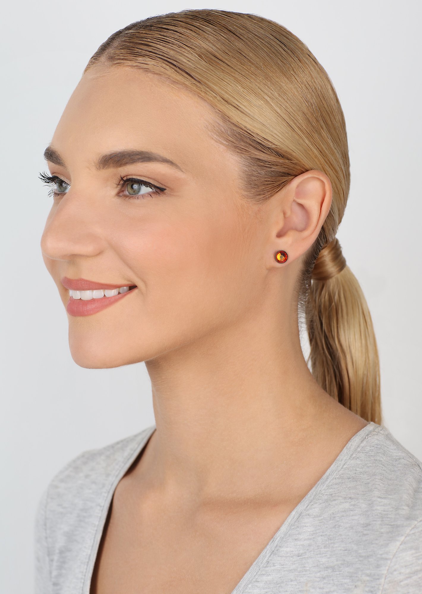 image for Earring Stud-Flat Black Jack Brown sunset glory SS 34