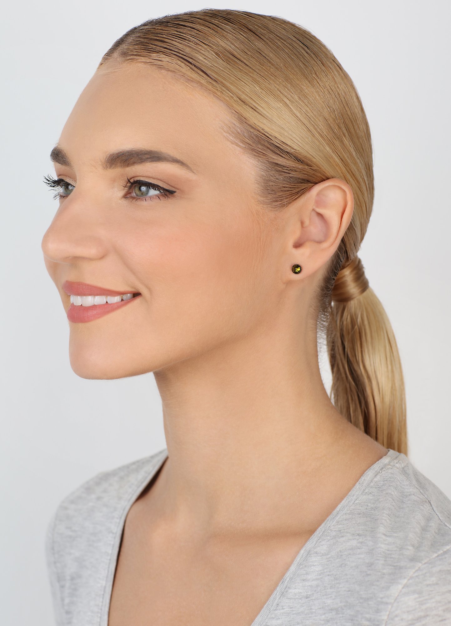 image for Earring Stud-Flat Black Jack Green olive SS 20