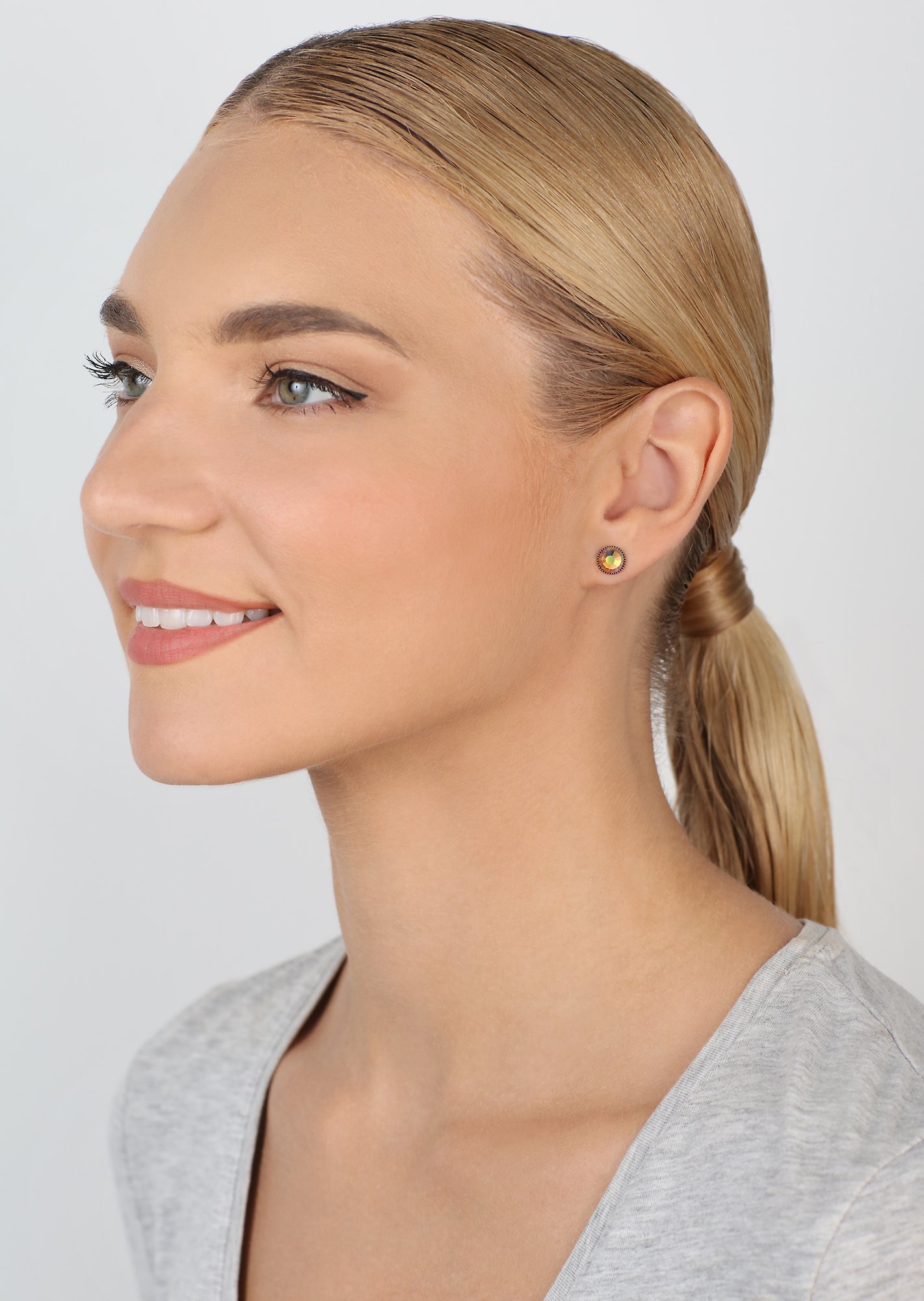 image pour Clou d'oreille plat Black Jack Jaune / Lila topaz AB SS 34