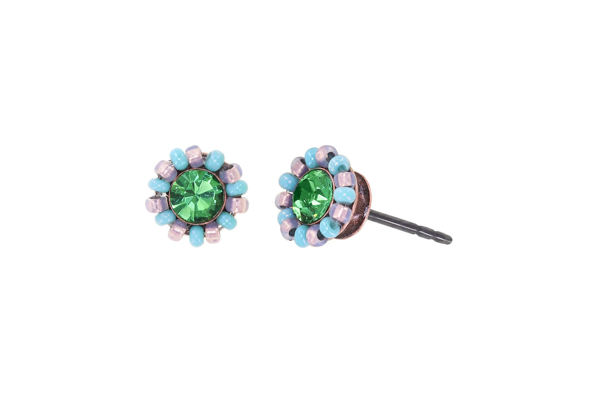 image for Earring Stud Heart Beat Blue / Green  