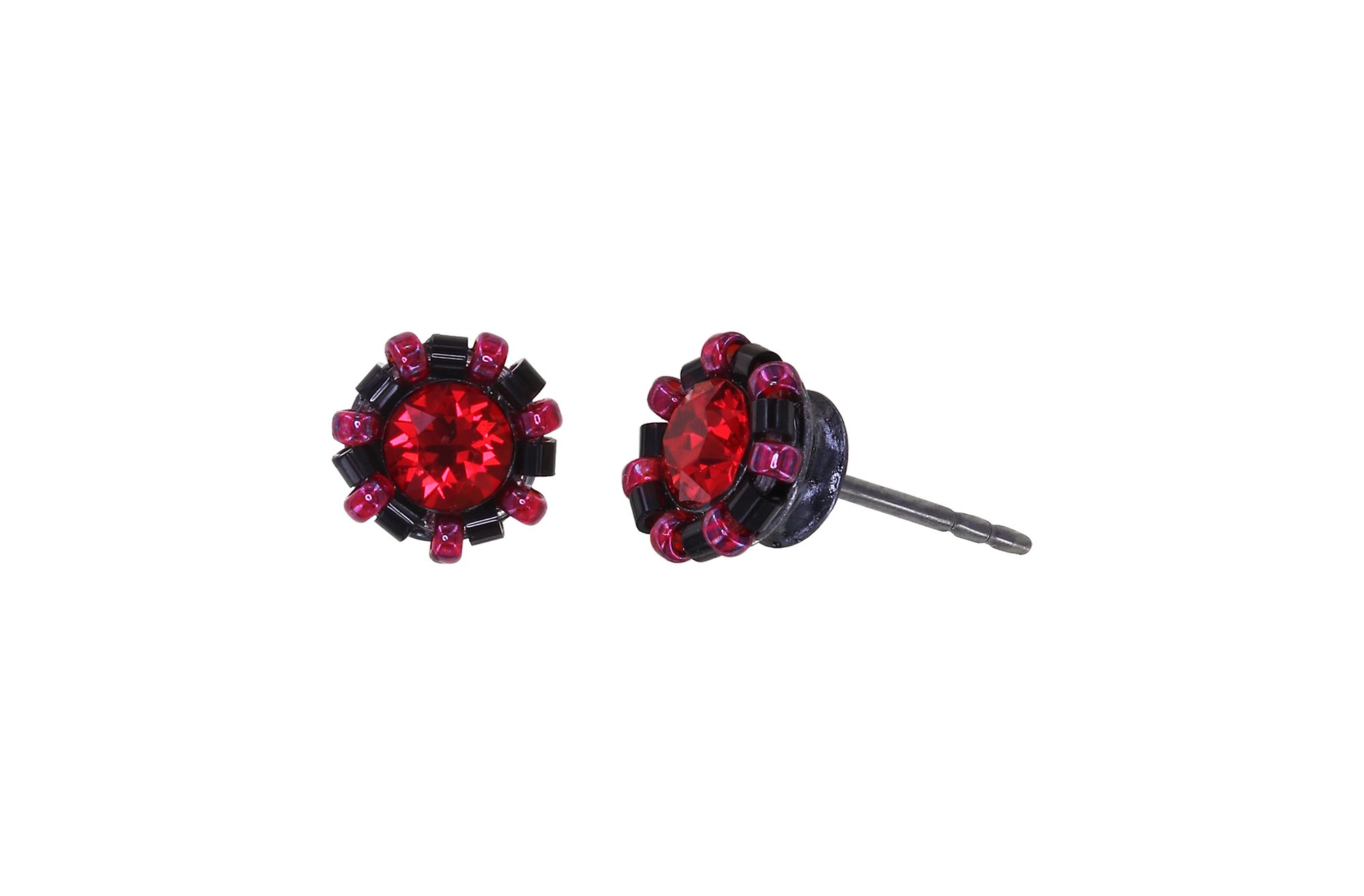 image for Earring Stud Heart Beat Black / Red  