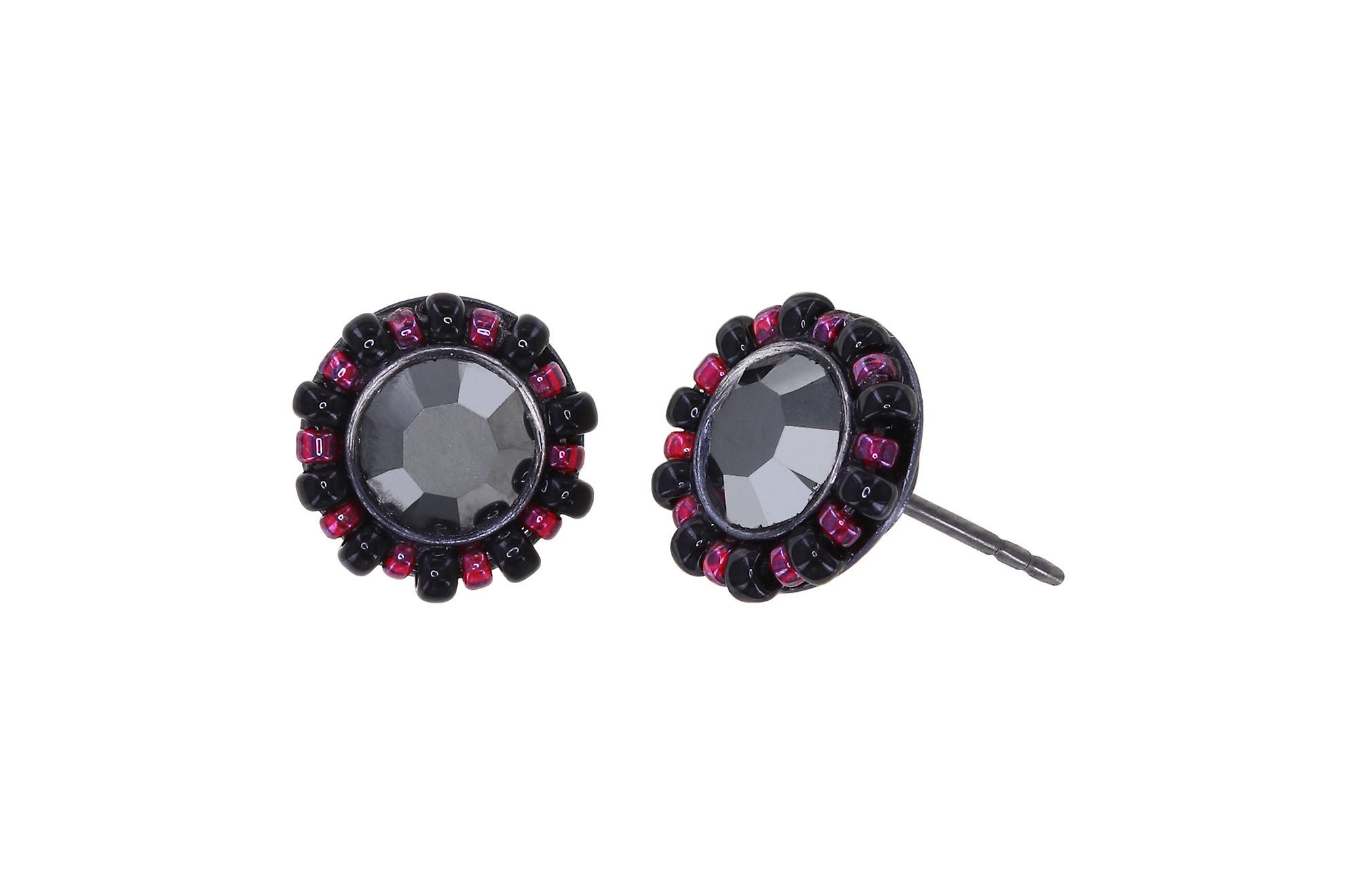 image for Earring Stud Heart Beat Black / Red  