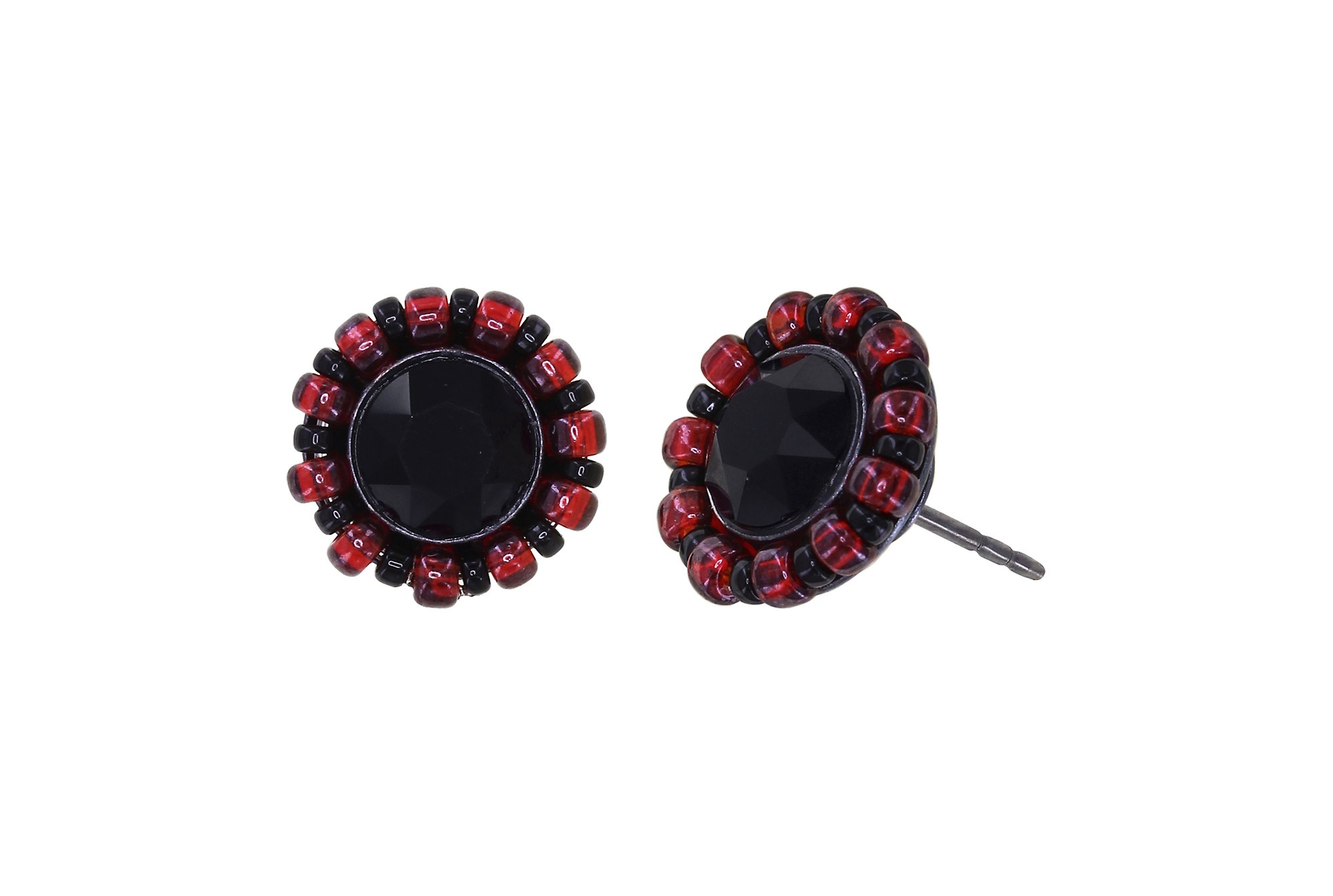 image for Earring stud Heart Beat Black / Red  