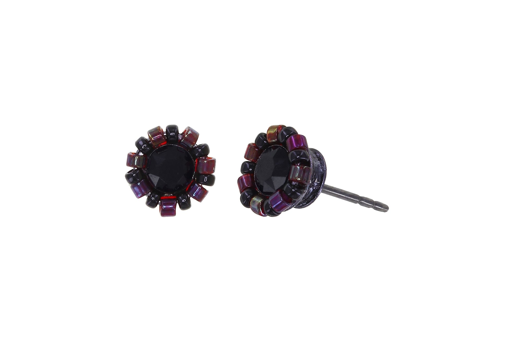 image for Earring stud Heart Beat Black / Red  