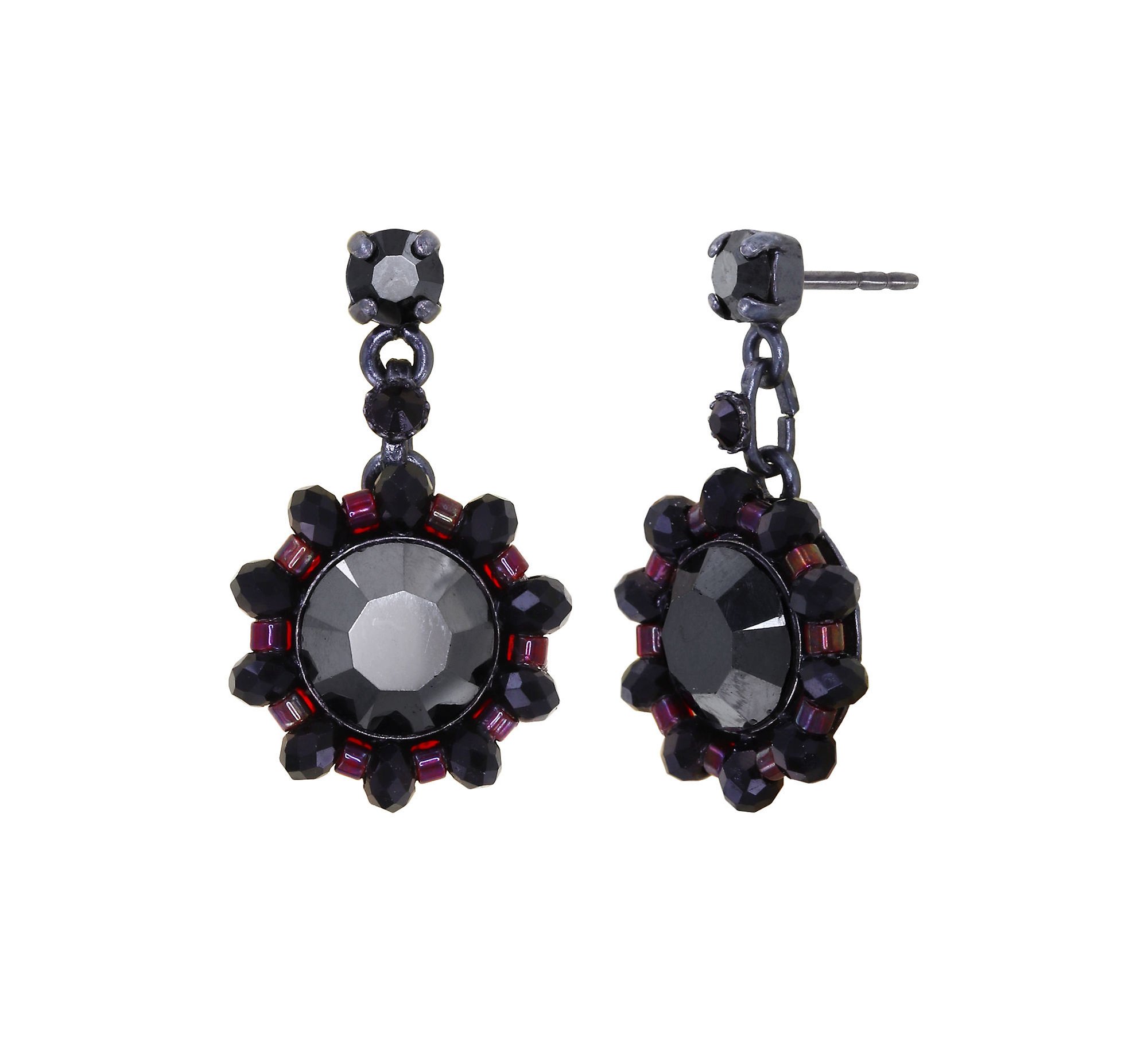 image pour Clou d'oreille pendant Heart Beat Noir / Rouge  