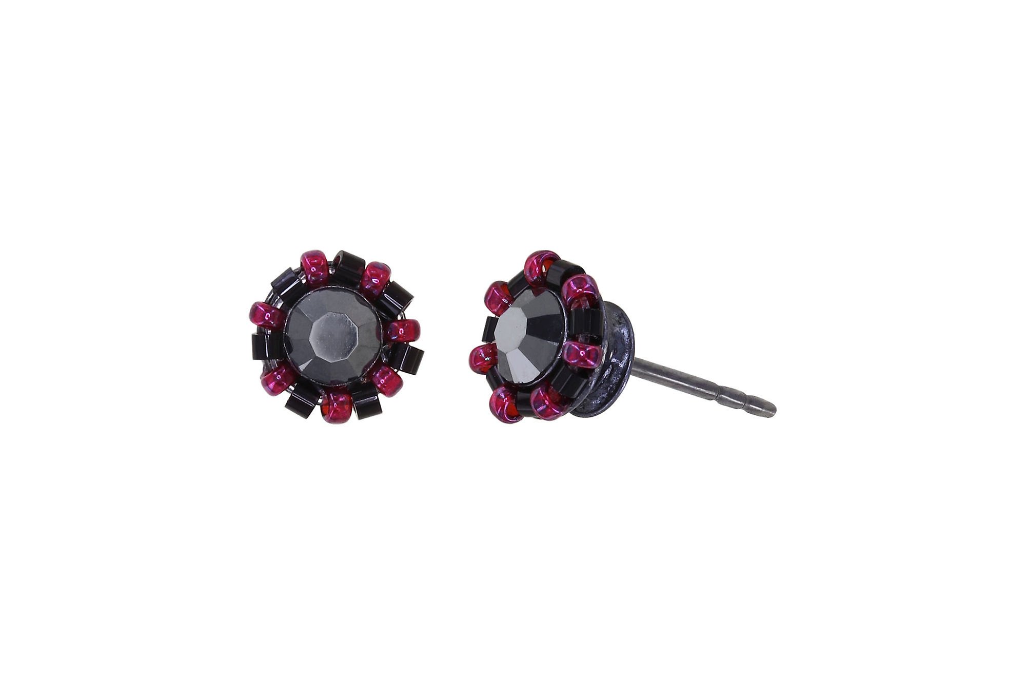 image for Earring Stud Heart Beat Black / Red  