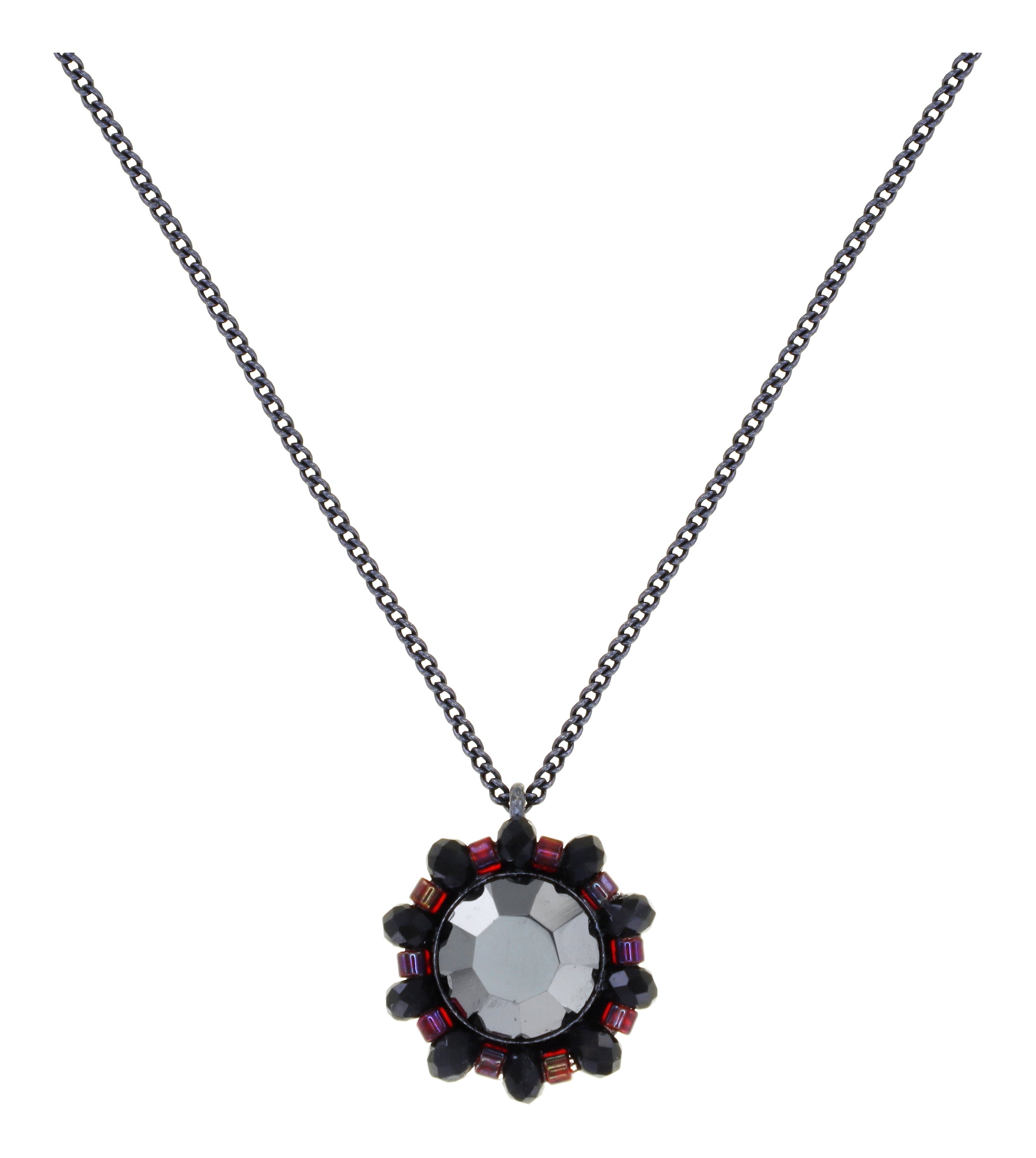 image for Necklace Pendant Heart Beat Black / Red  