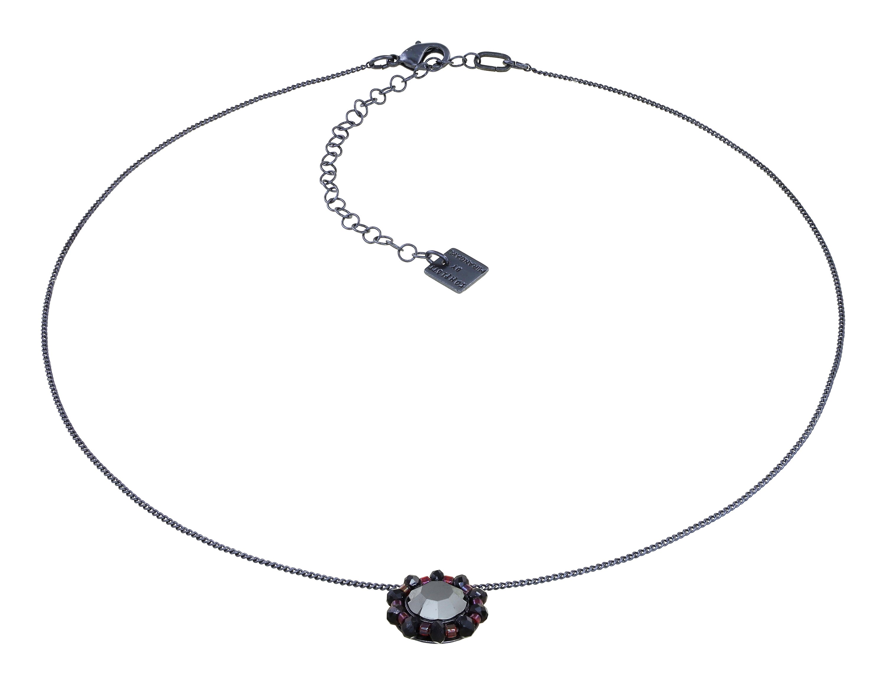 image for Necklace Pendant Heart Beat Black / Red  