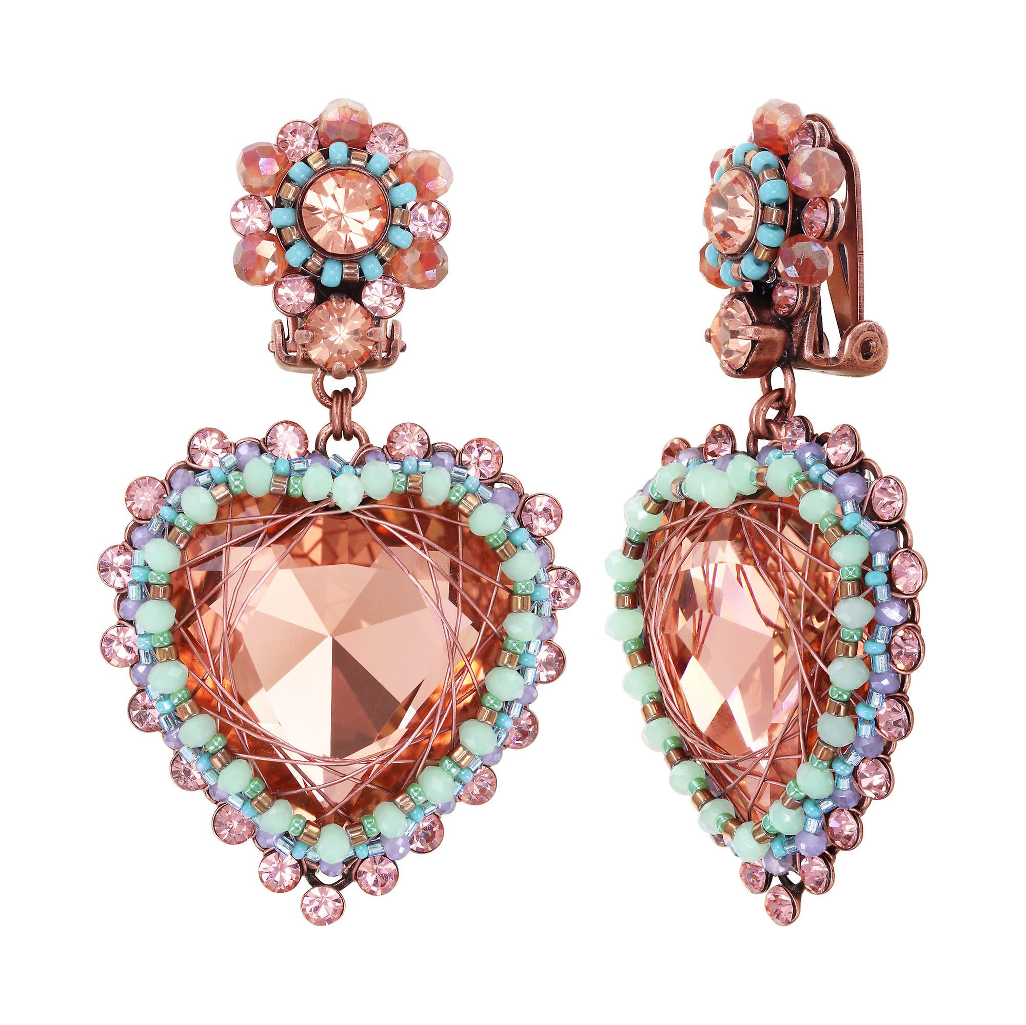 Boucles D'oreilles Grandes Résine Dorée Et Turquoise Konplott - Occasion état Neuf, Modèle 1173