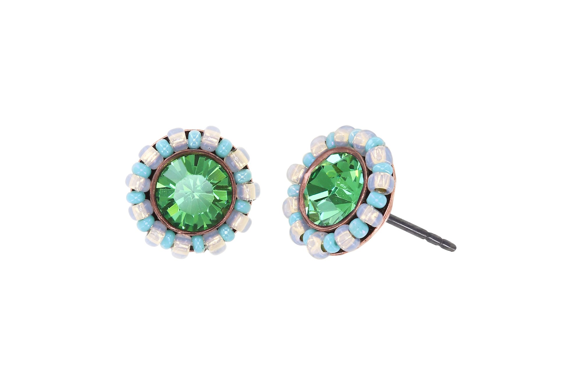 image for Earring Stud Heart Beat Blue / Green  