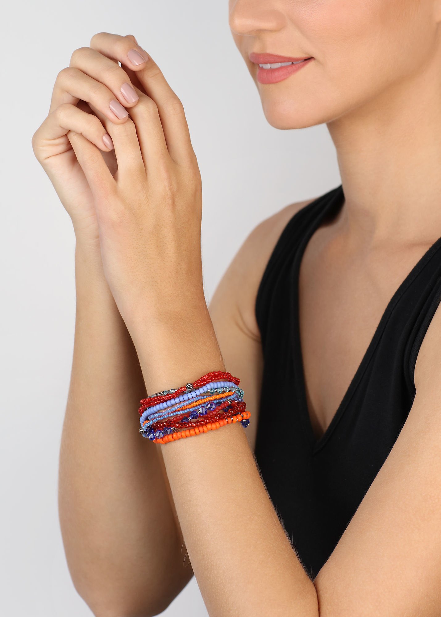 image pour Bracelet élastique Petit Glamour d´Afrique Bleu / Orange  