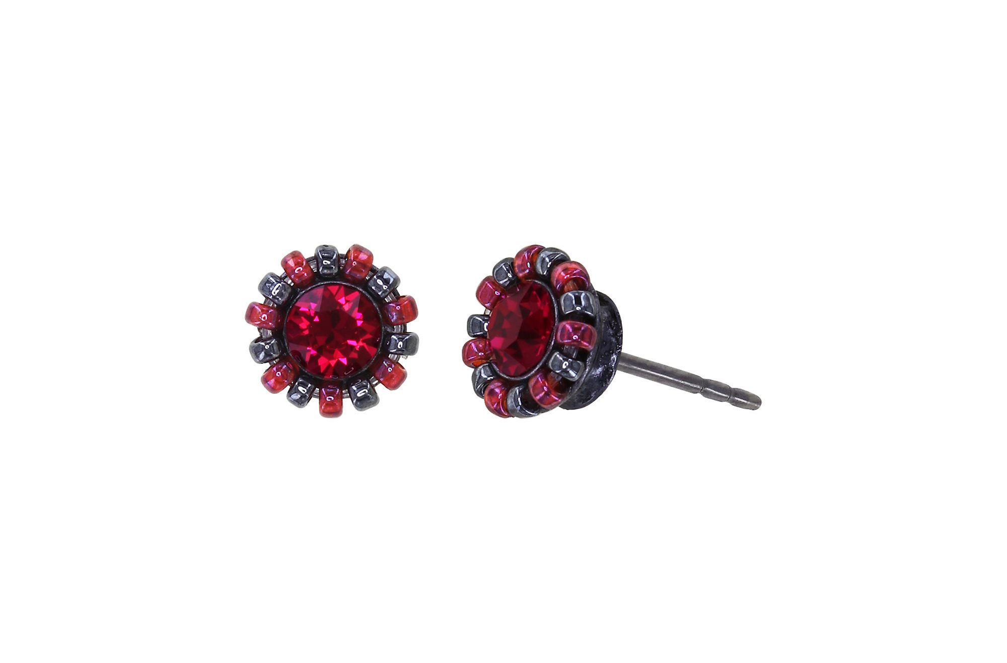 image for Earring Stud Heart Beat Black / Red  