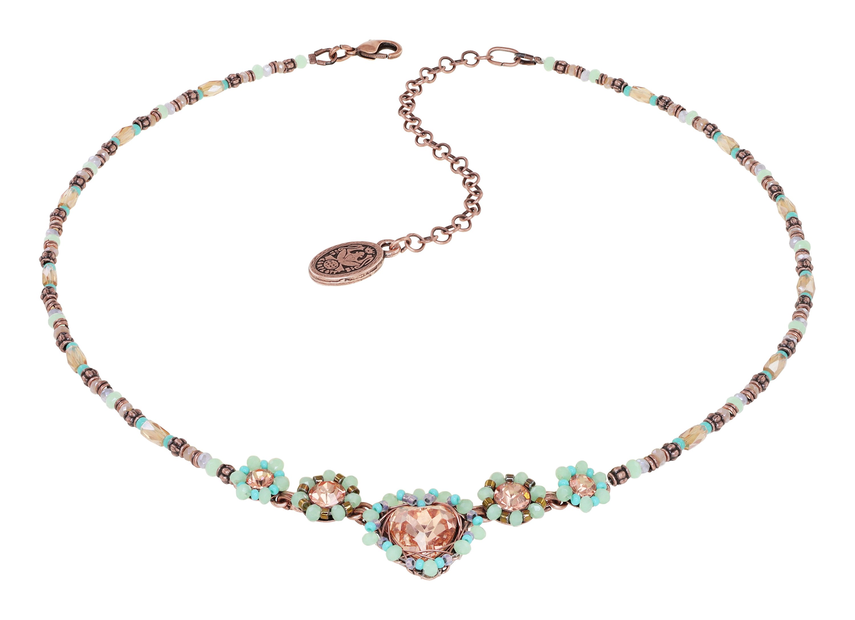 image for Necklace Heart Beat Beige / Green  