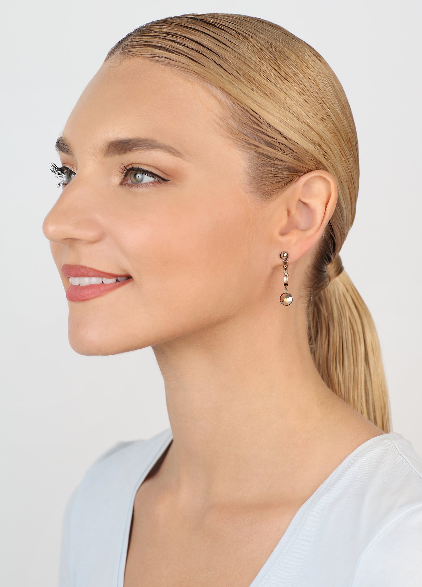 image for Earring Stud Dangling Petit Glamour d´Afrique Yellow crystal metallic sunshine 