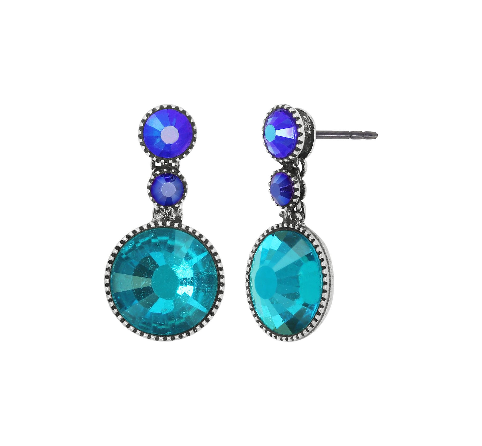 image for Earring Stud Dangling Water Cascade Glam Blue  
