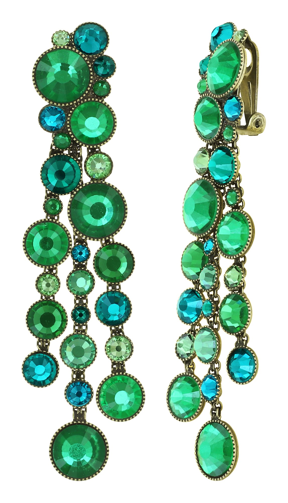 Kép Earring clip dangling Water Cascade Glam Green  