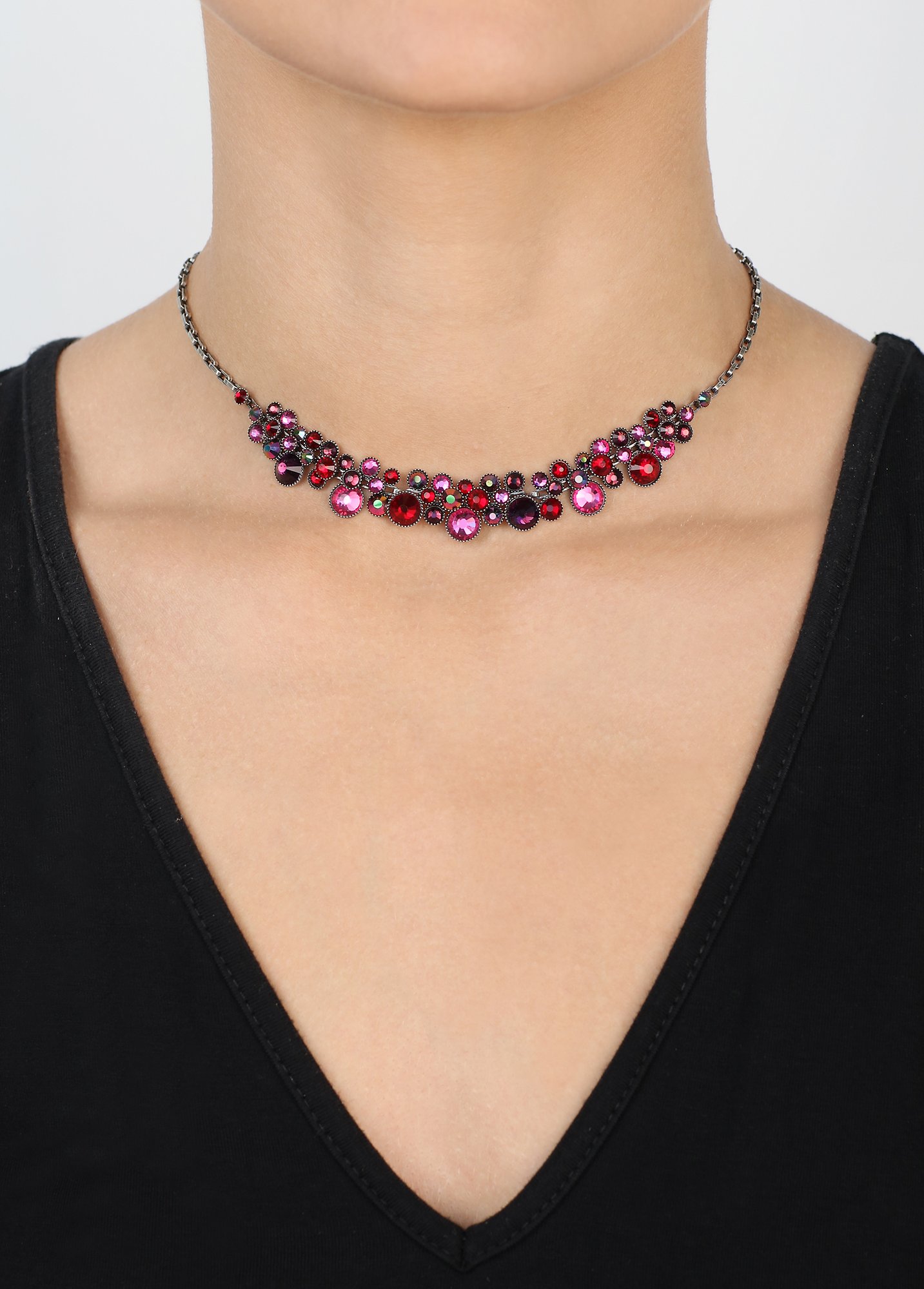 image for Necklace Water Cascade Red / Dark Rose  