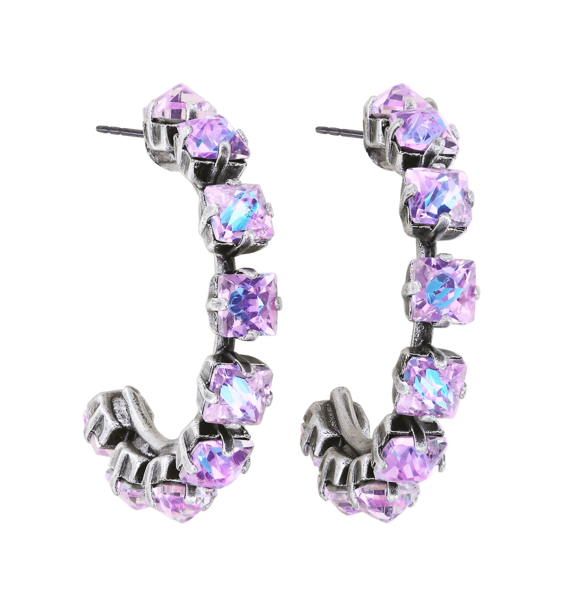 image pour Boucles d'oreilles créoles Punk Classics Blanc / Rose Clair crystal vitrail light size S