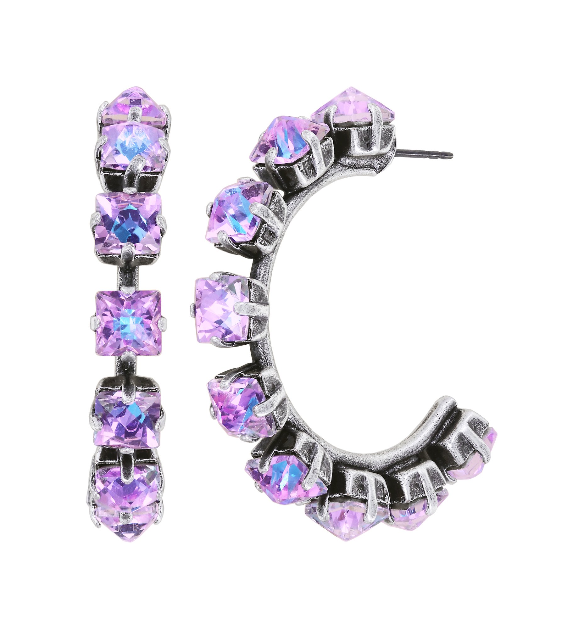 image for Creole Earrings Punk Classics White / Lt. Rose crystal vitrail light size S