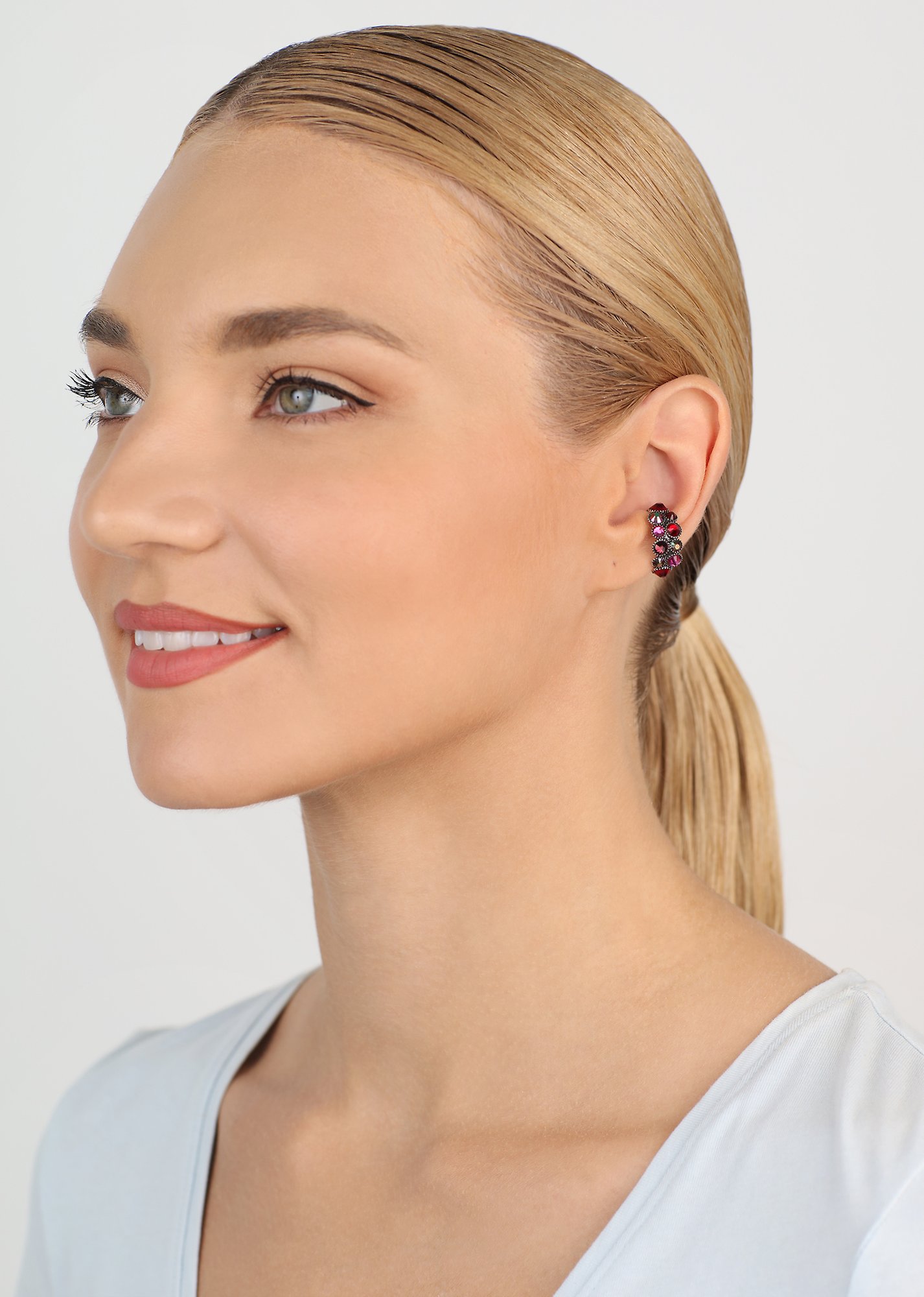 image for Ear Cuff Water Cascade Red / Dark Rose  