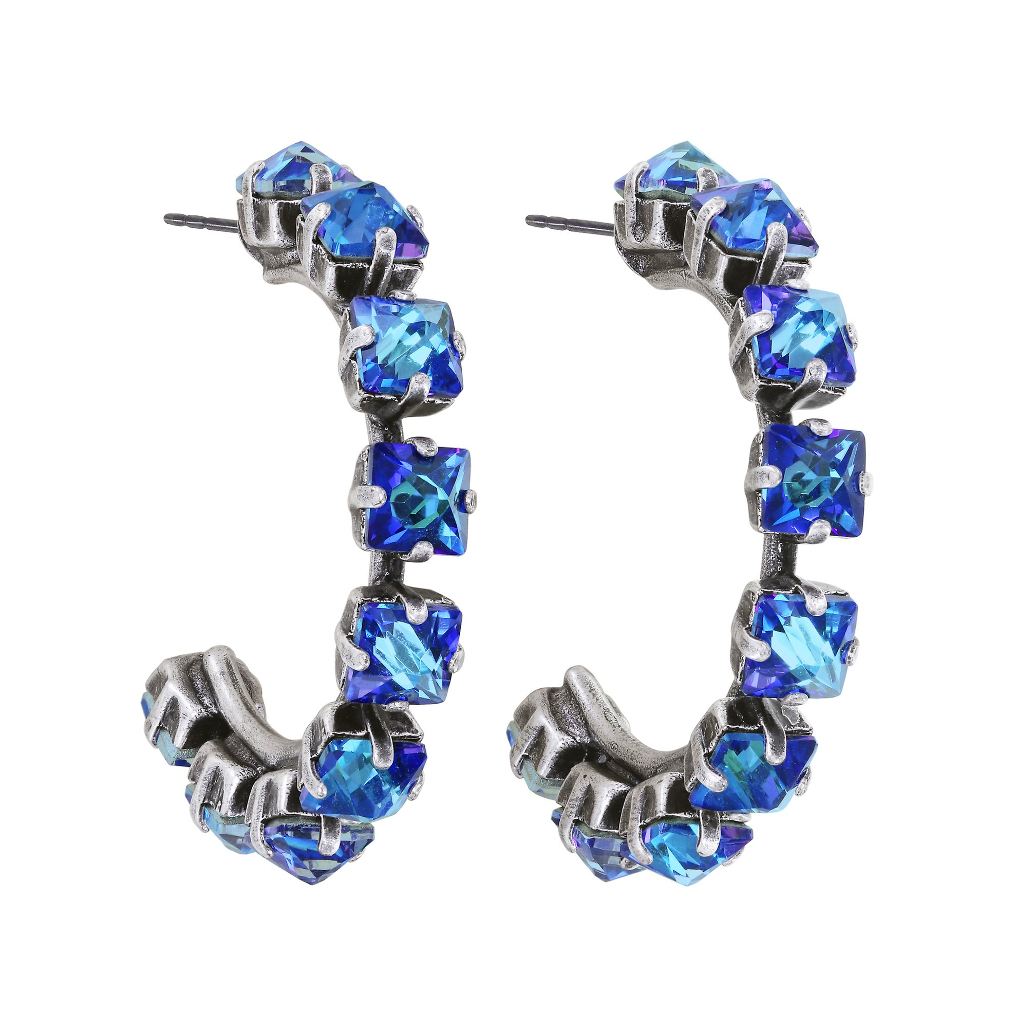 image for Creole Earrings Punk Classics Blue crystal bermuda blue size S