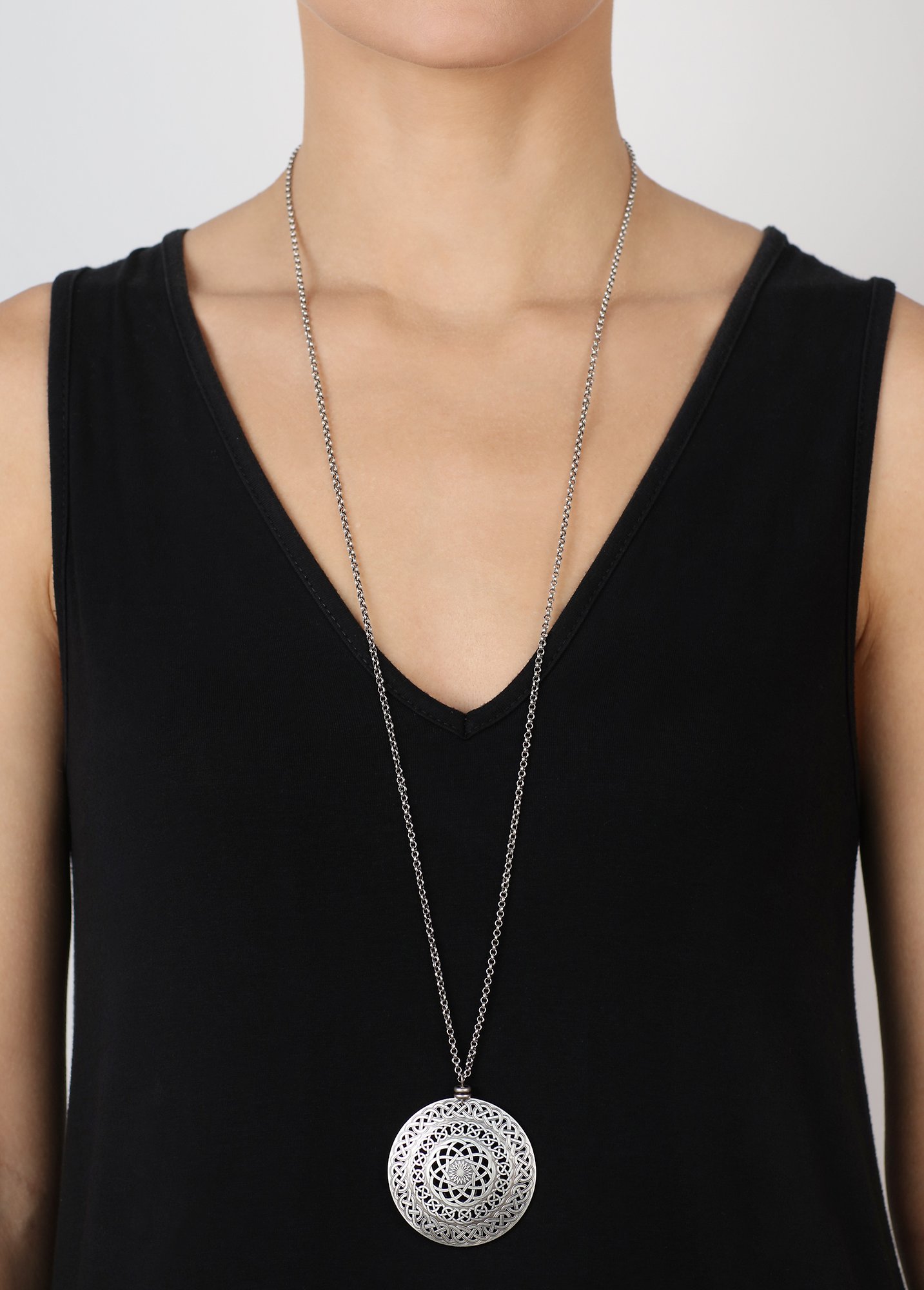 image for Necklace Pendant (Long) Shades of Light Silver  