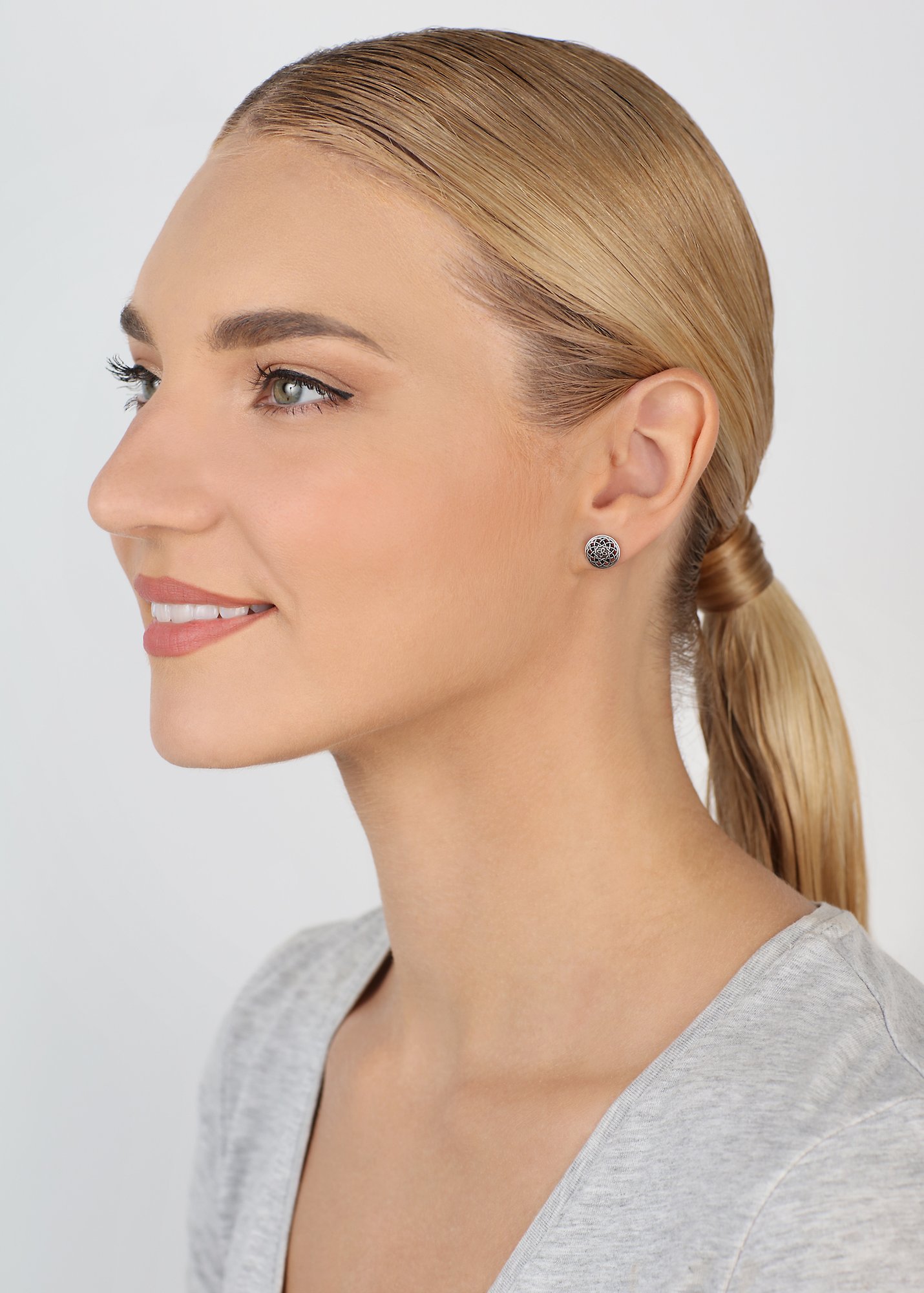 image for Earring stud Shades of Light Silver  