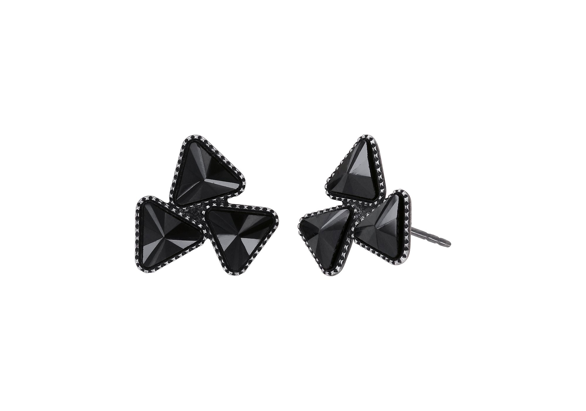 image for Earring stud Jumping Angles Black jet hematite 