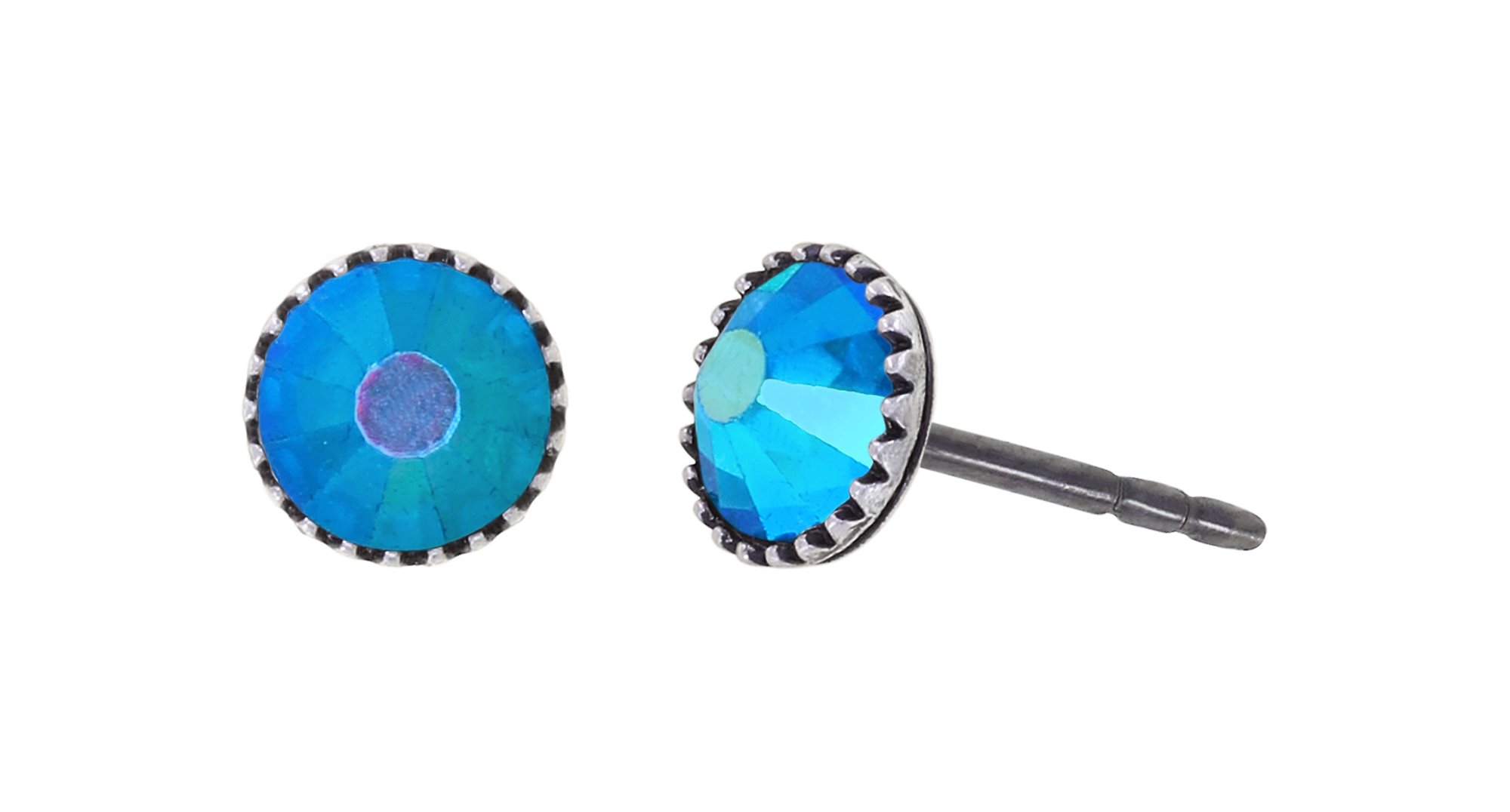image pour Clou d'oreille plat Black Jack Bleu capri blue AB SS 20