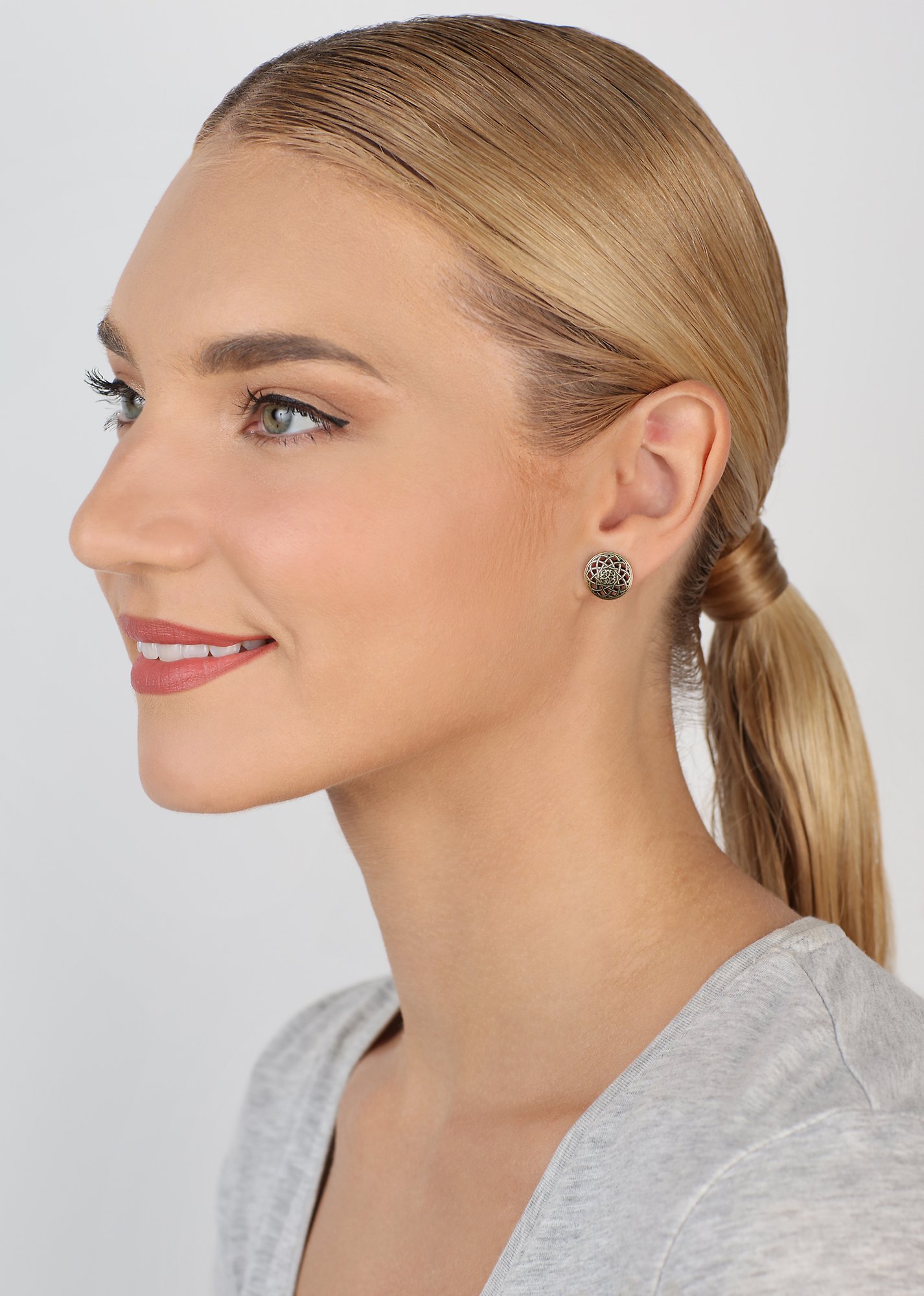 image for Earring Stud Shades of Light Brass  