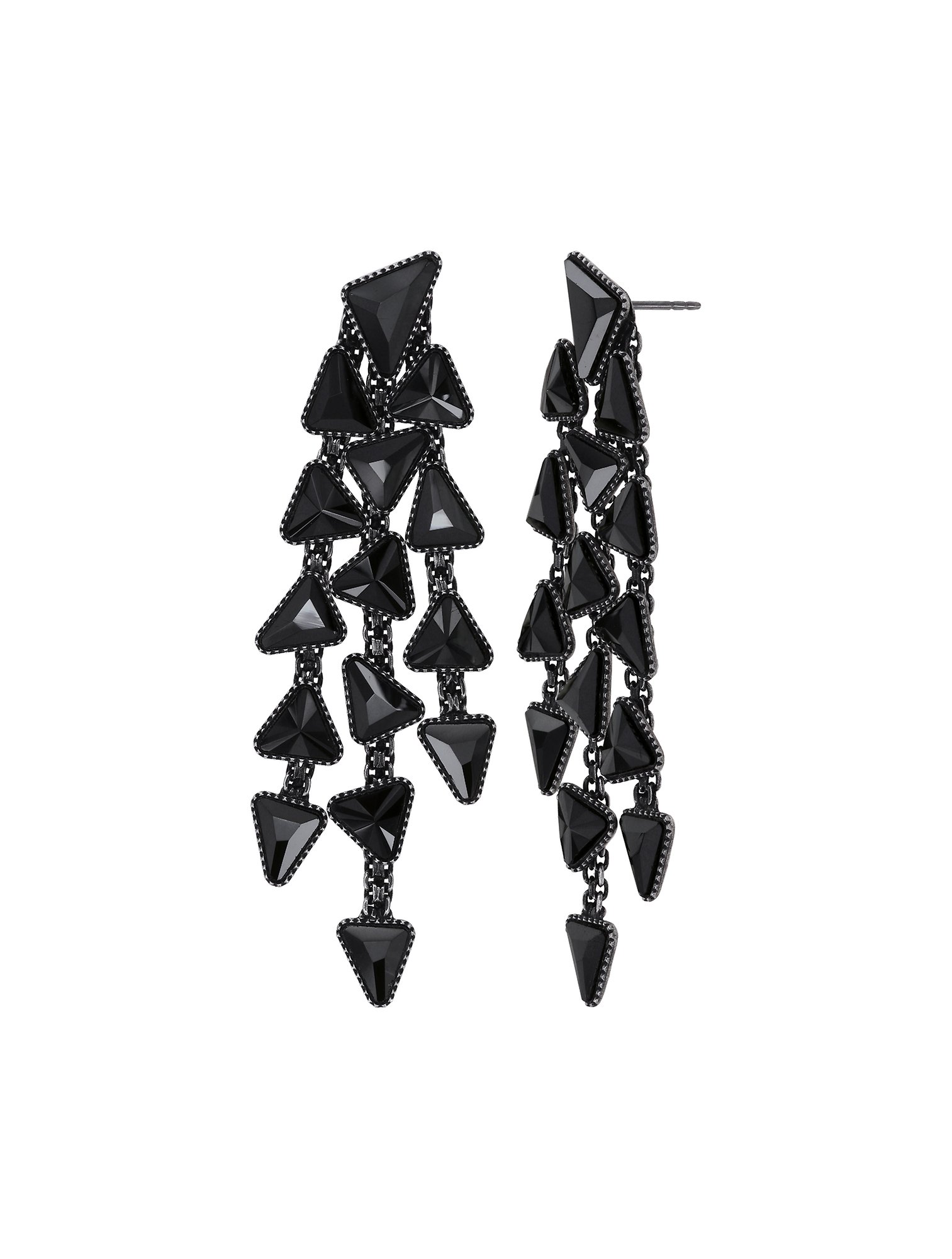 image for Earring Stud Dangling Jumping Angles Black jet hematite 